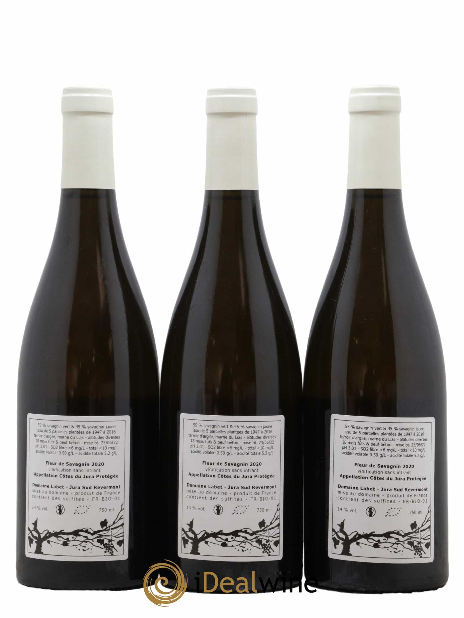 Côtes du Jura Fleur de Savagnin Romain - Julien - Charline Labet 2020 - Lot de 3 bouteilles - 1