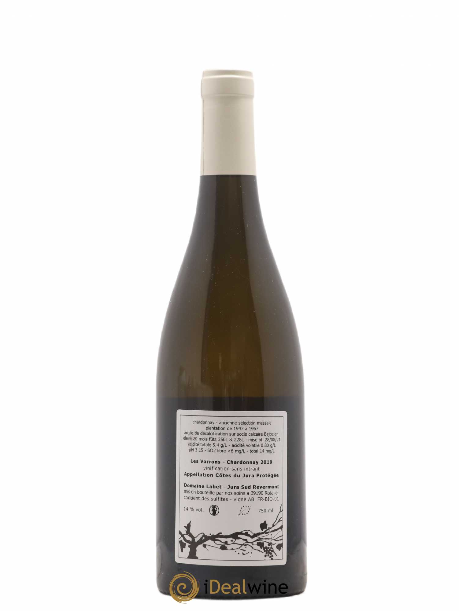 Côtes du Jura Chardonnay Les Varrons Romain - Julien - Charline Labet 2019 - Lot de 1 bouteille - 1