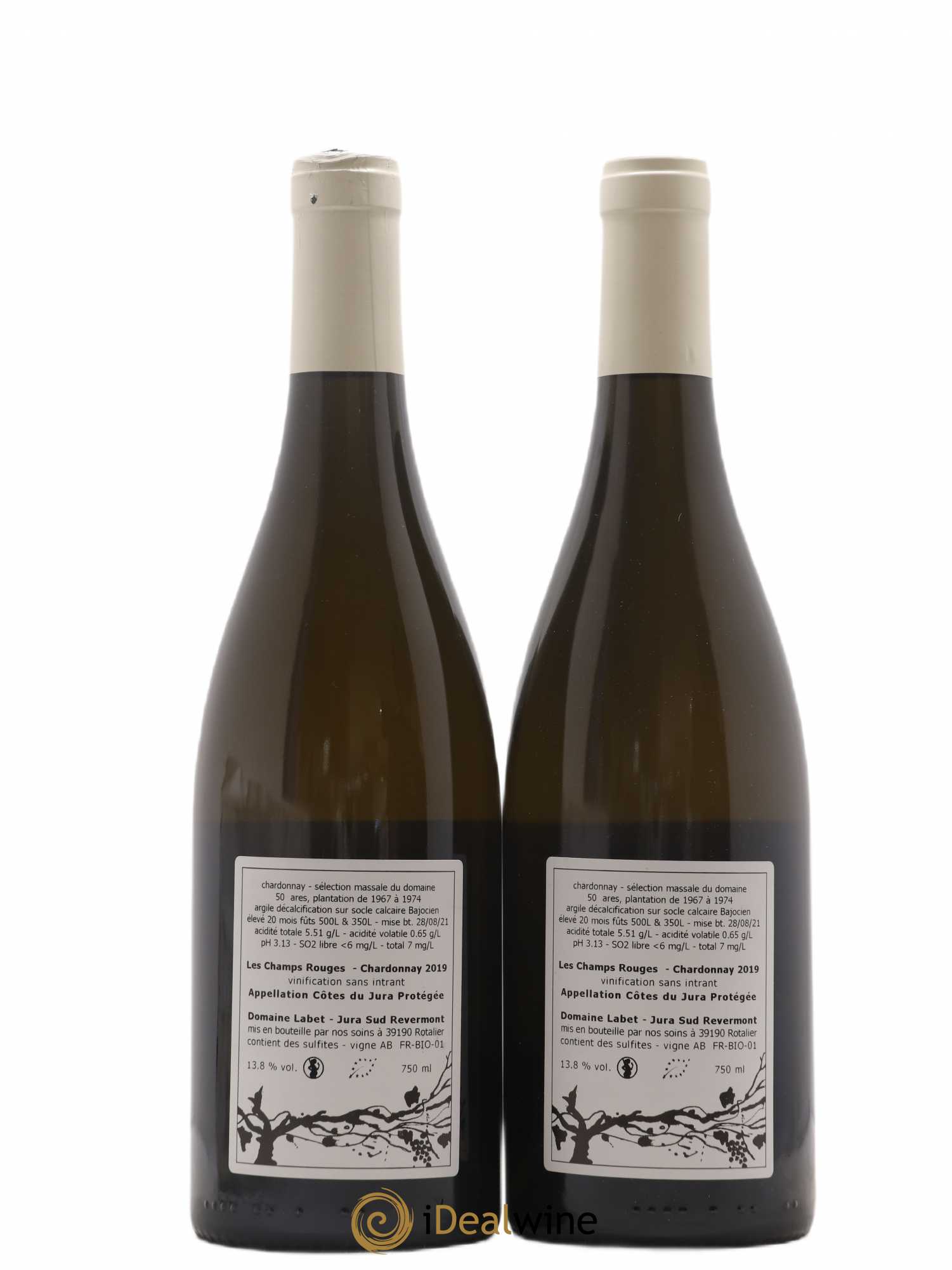 Côtes du Jura Chardonnay Les Champs Rouges Romain - Julien - Charline Labet 2019 - Lot de 2 bouteilles - 1