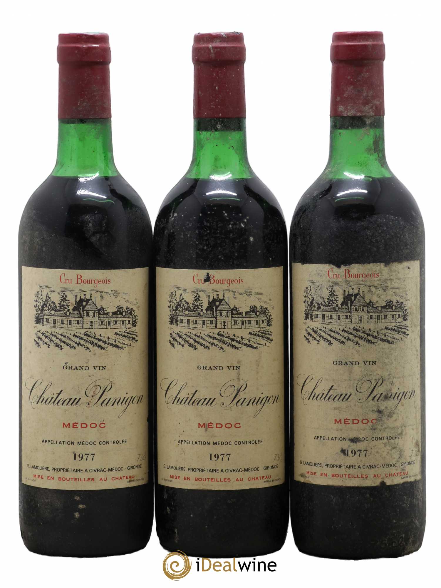 Château de Panigon Cru Bourgeois 1977 - Lot de 3 bouteilles - 0