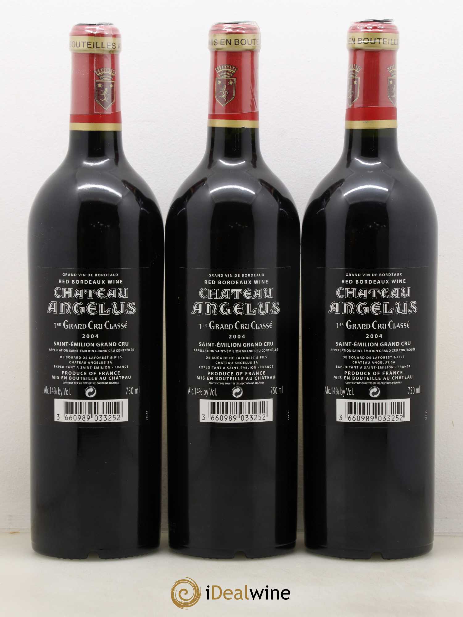 Château Angélus 1er Grand Cru Classé A 2004 - Lot de 3 bouteilles - 1