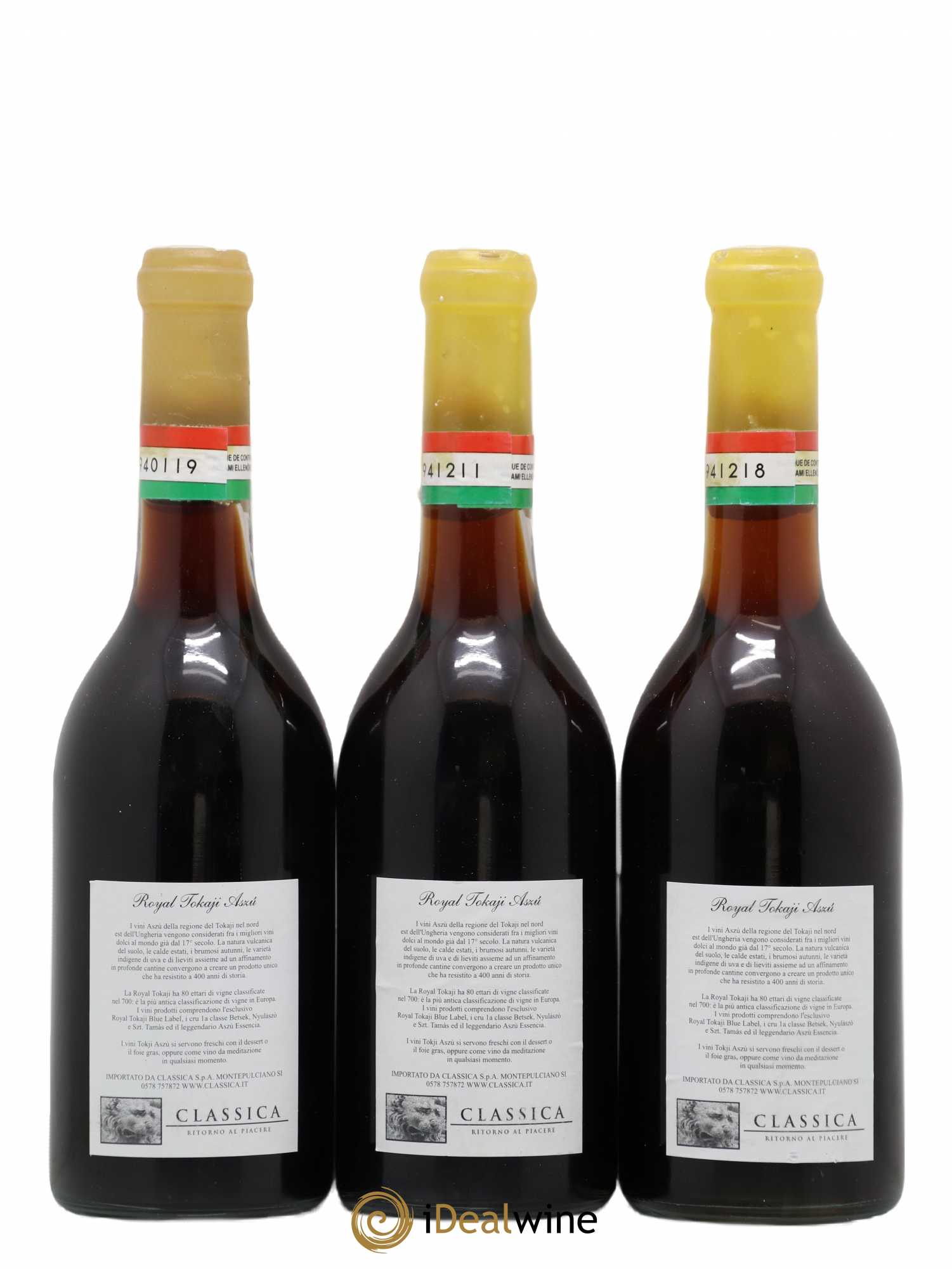 Tokaji Primae Classis 1700 Szt Tamas 6 Puttonyos  Royal Tokaji 50Cl 1999 - Lot of 3 bottles - 1