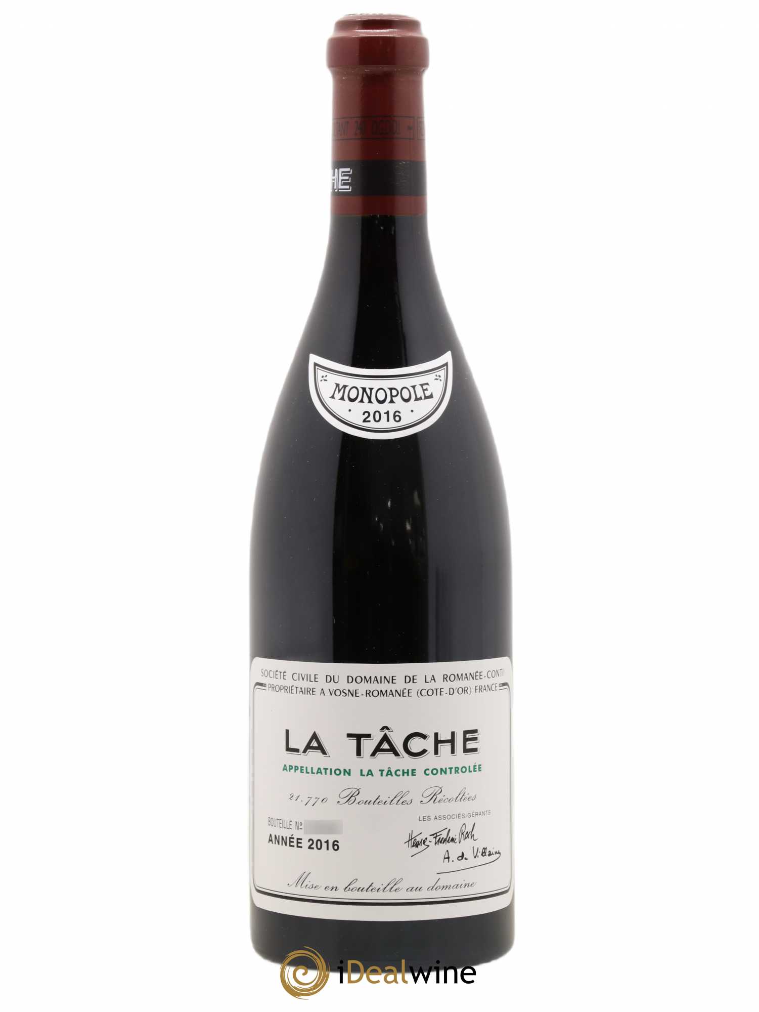 La Tâche Grand Cru Domaine de la Romanée-Conti 2016 - Lot de 1 bouteille - 0