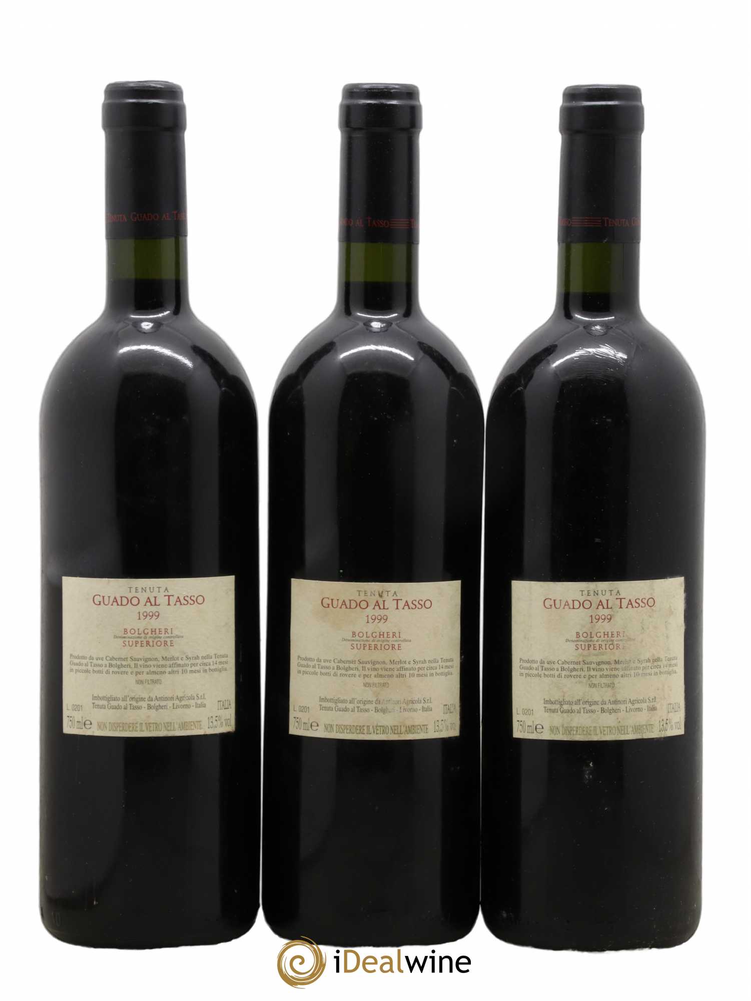 Bolgheri Superiore DOC Guado al Tasso Tenuta Guado al Tasso - Marchesi Antinori 1999 - Lot de 3 bouteilles - 1