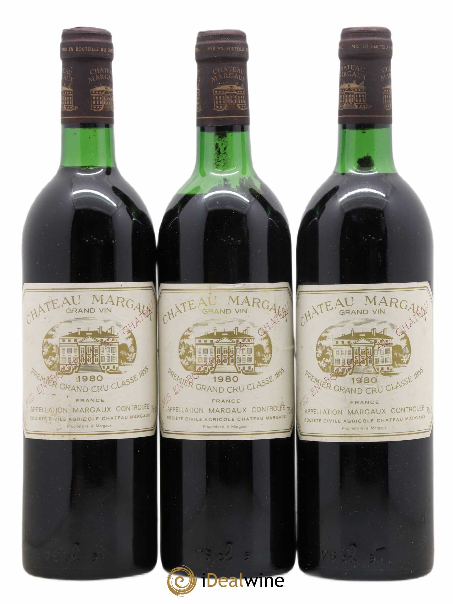 Château Margaux 1er Grand Cru Classé 1980 - Lot de 3 bouteilles - 0