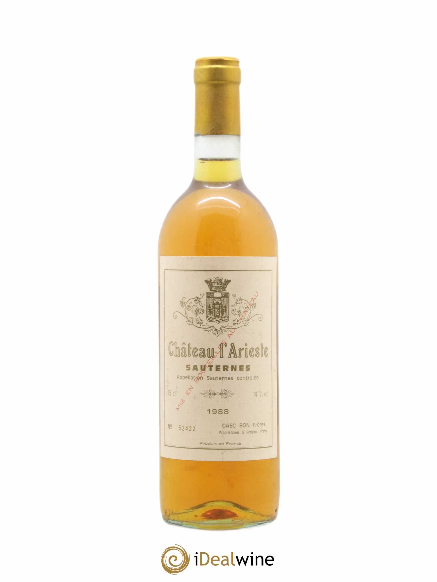 Sauternes Château L'Arieste 1988 - Lotto di 1 bottiglia - 0