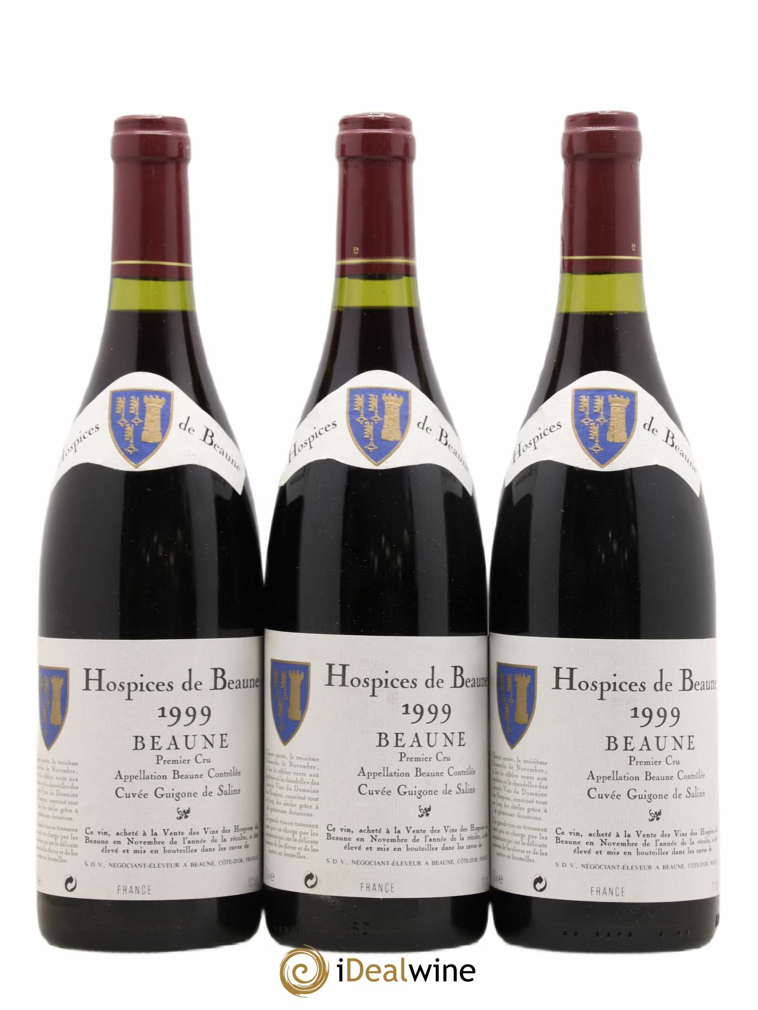 Beaune 1er Cru Cuvée Guigone de Salins Hospices de Beaune 1999 - Lot de 3 bouteilles - 0