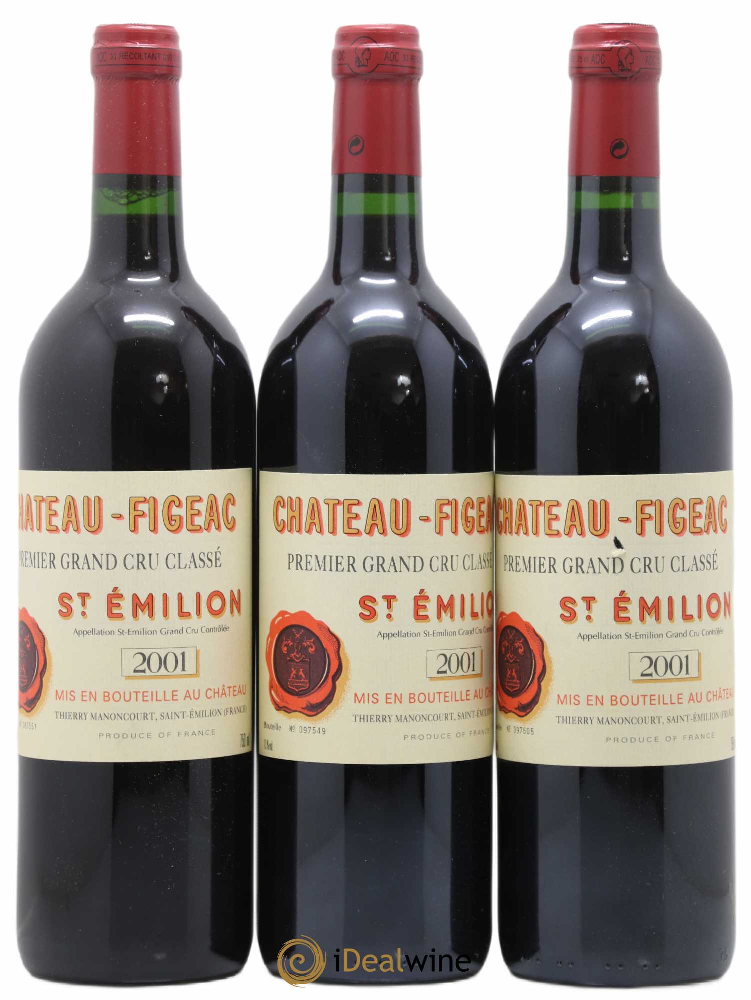 Château Figeac 1er Grand Cru Classé A 2001 - Lot de 3 bouteilles - 0