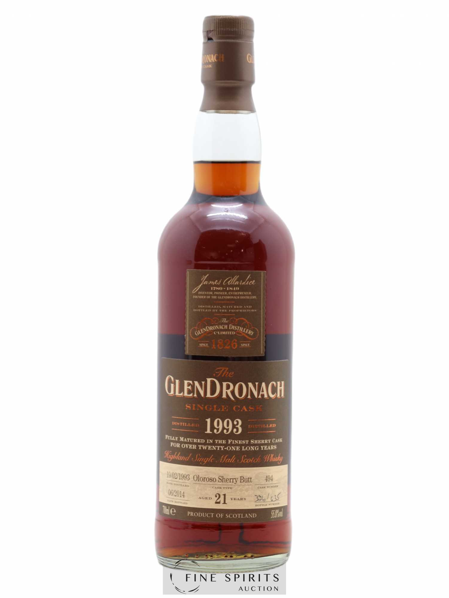The Glendronach 21 years 1993 Of. Cask n°494 - One of 635 - bottled 2014 Oloroso Sherry Butt - Posten von 1 Flasche - 1