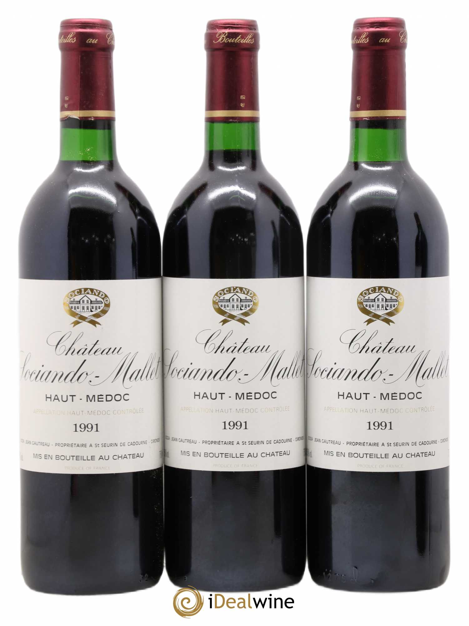 Château Sociando Mallet 1991 - Lot de 12 bouteilles - 1