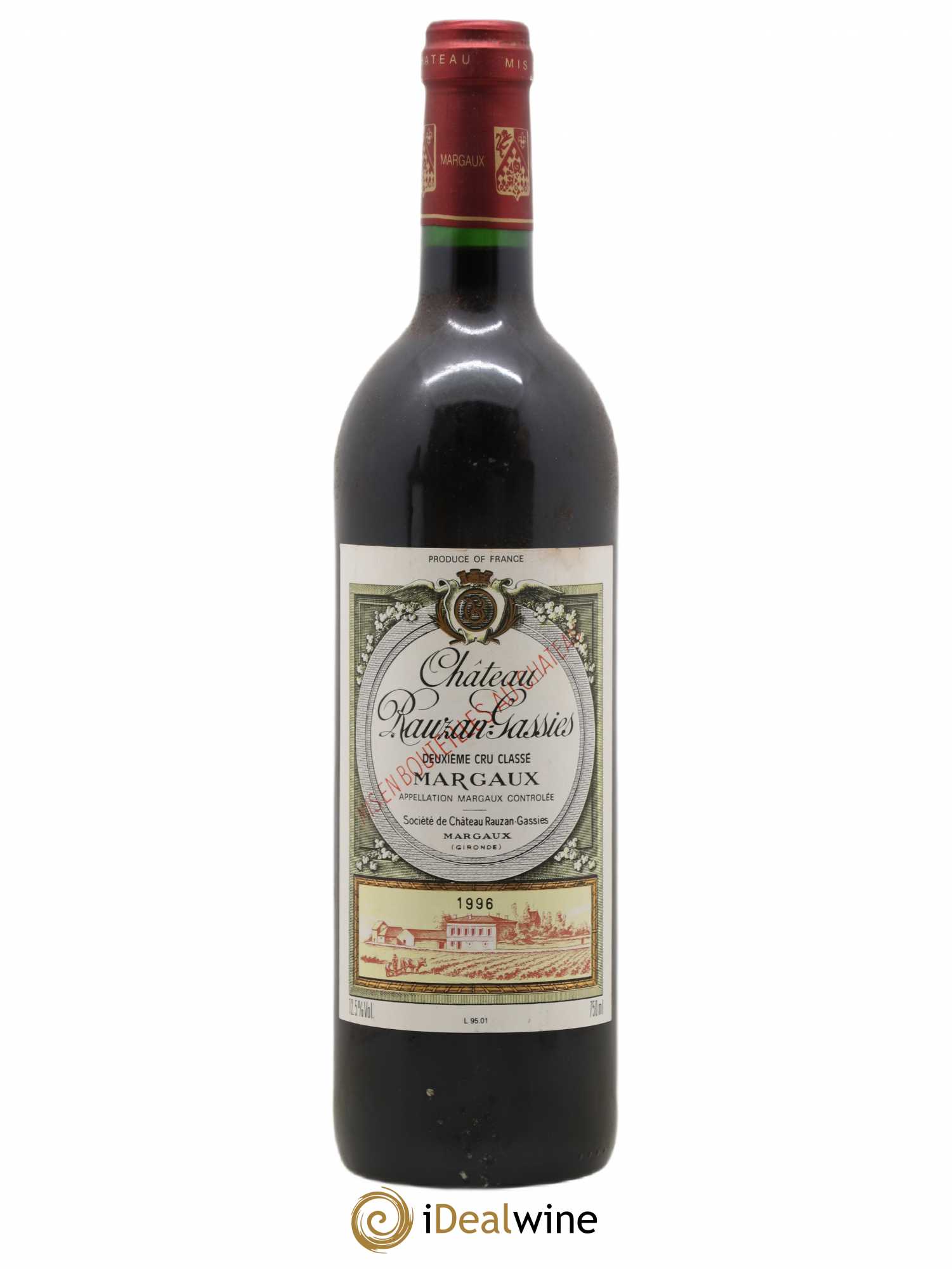 Château Rauzan-Gassies 2ème Grand Cru Classé 1996 - Lot de 1 bouteille - 0