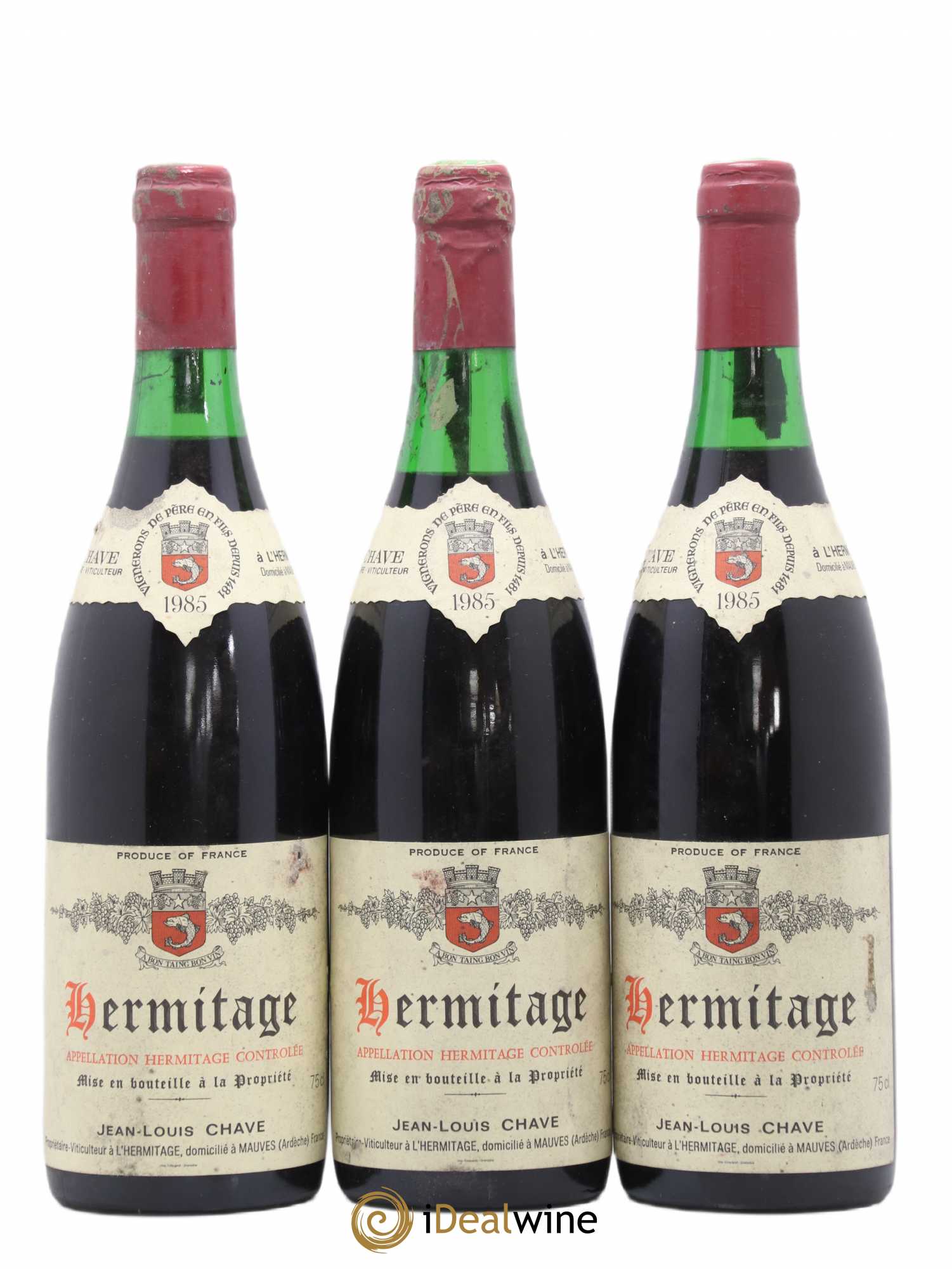 Hermitage Jean-Louis Chave 1985 - Lot de 3 bouteilles - 0