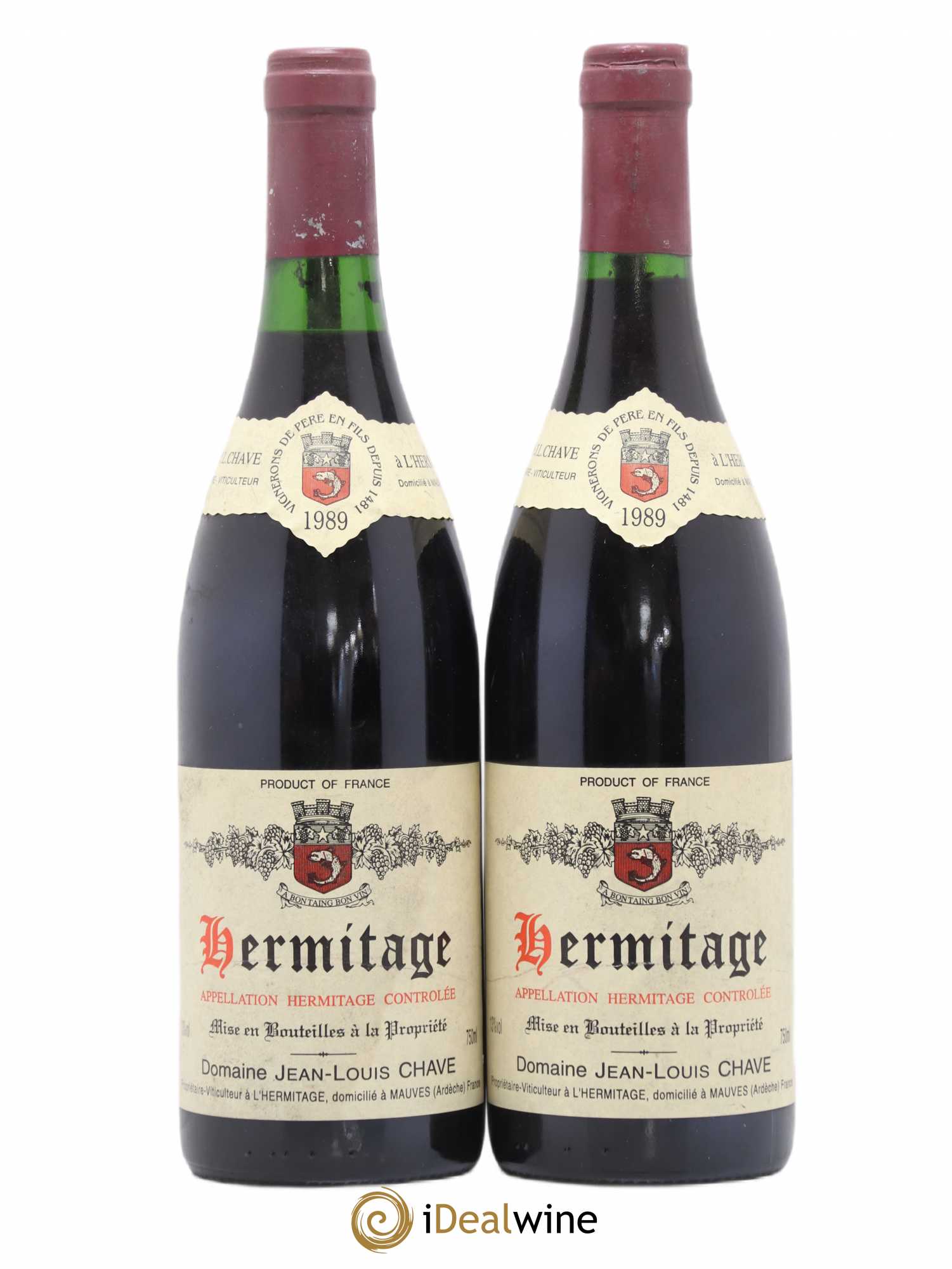 Hermitage Jean-Louis Chave 1989 - Lot de 2 bouteilles - 0