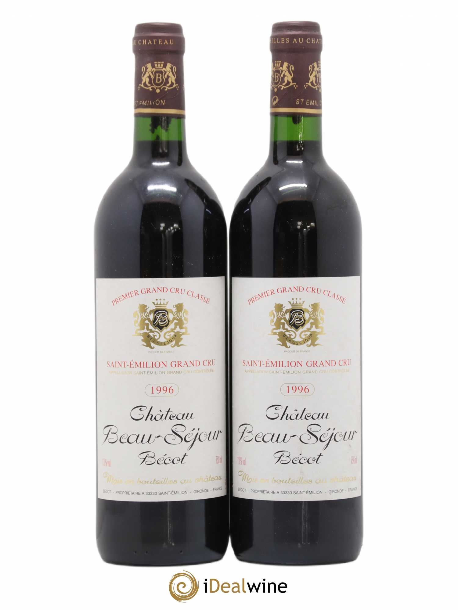 Château Beau-Séjour Bécot 1er Grand Cru Classé B 1996 - Lot de 2 bouteilles - 0