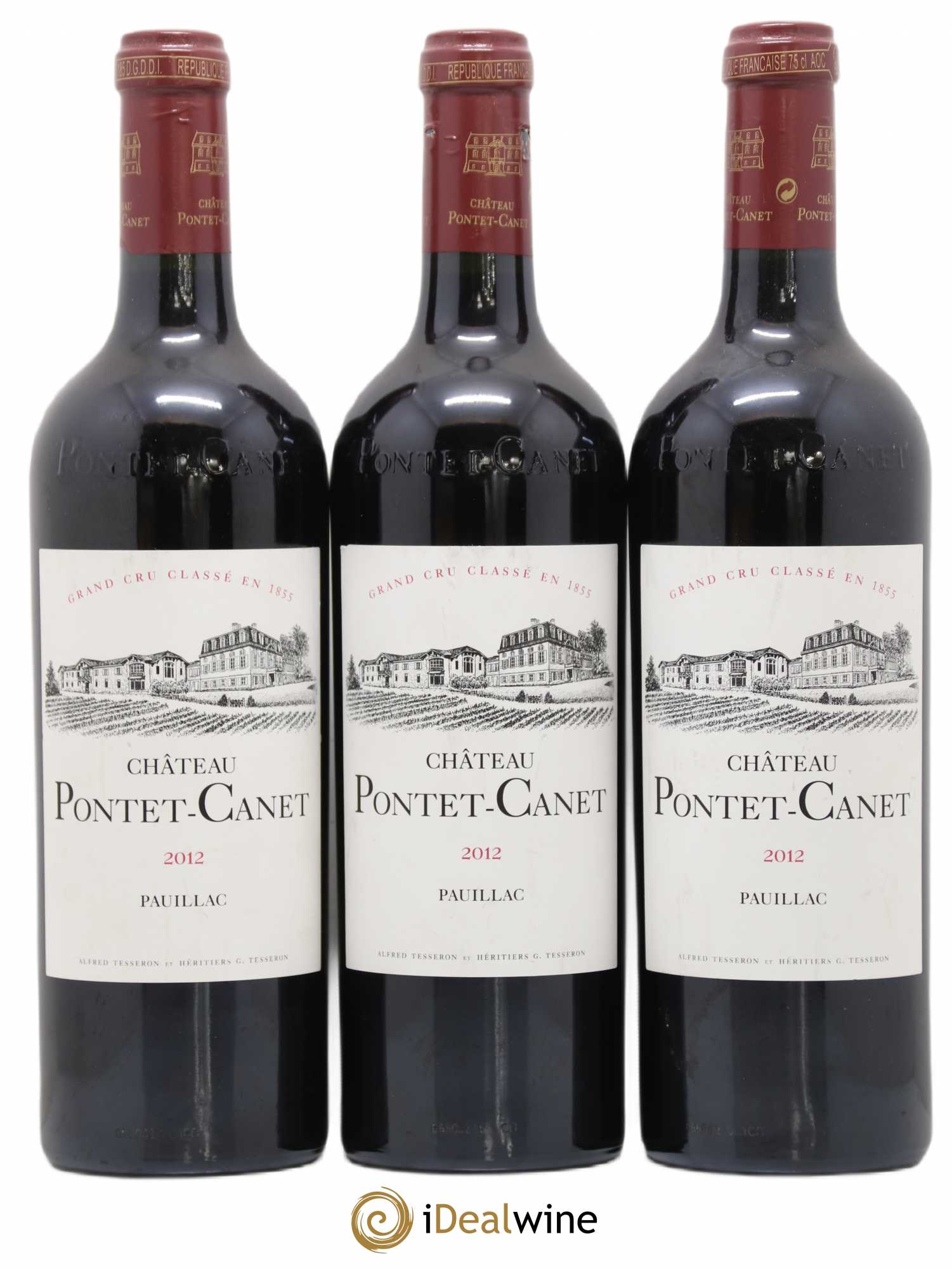 Château Pontet Canet 5ème Grand Cru Classé 2012 - Lot de 3 bouteilles - 0