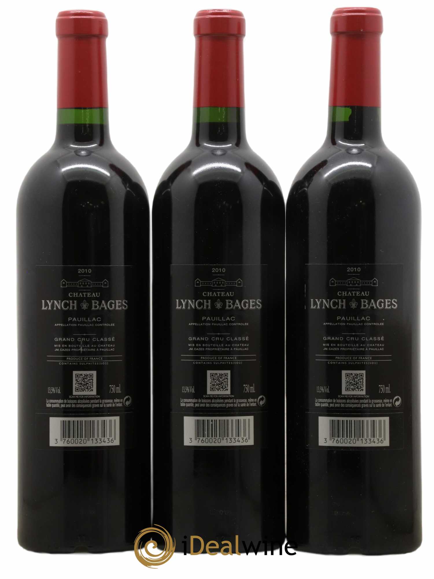 Château Lynch Bages 5ème Grand Cru Classé 2010 - Lot de 3 bouteilles - 1