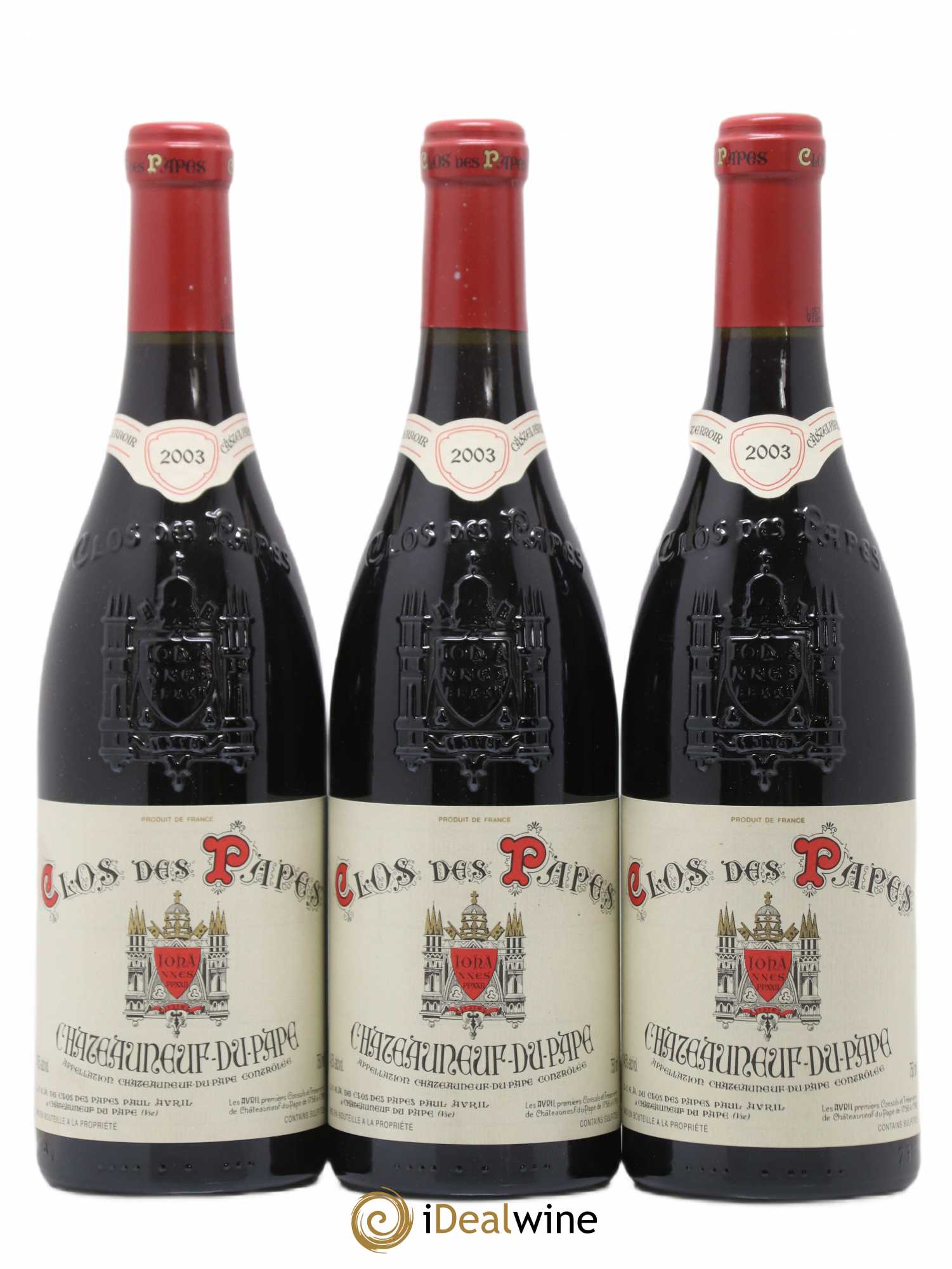Châteauneuf-du-Pape Clos des Papes - Paul Avril 2003 - Lot de 3 bouteilles - 0