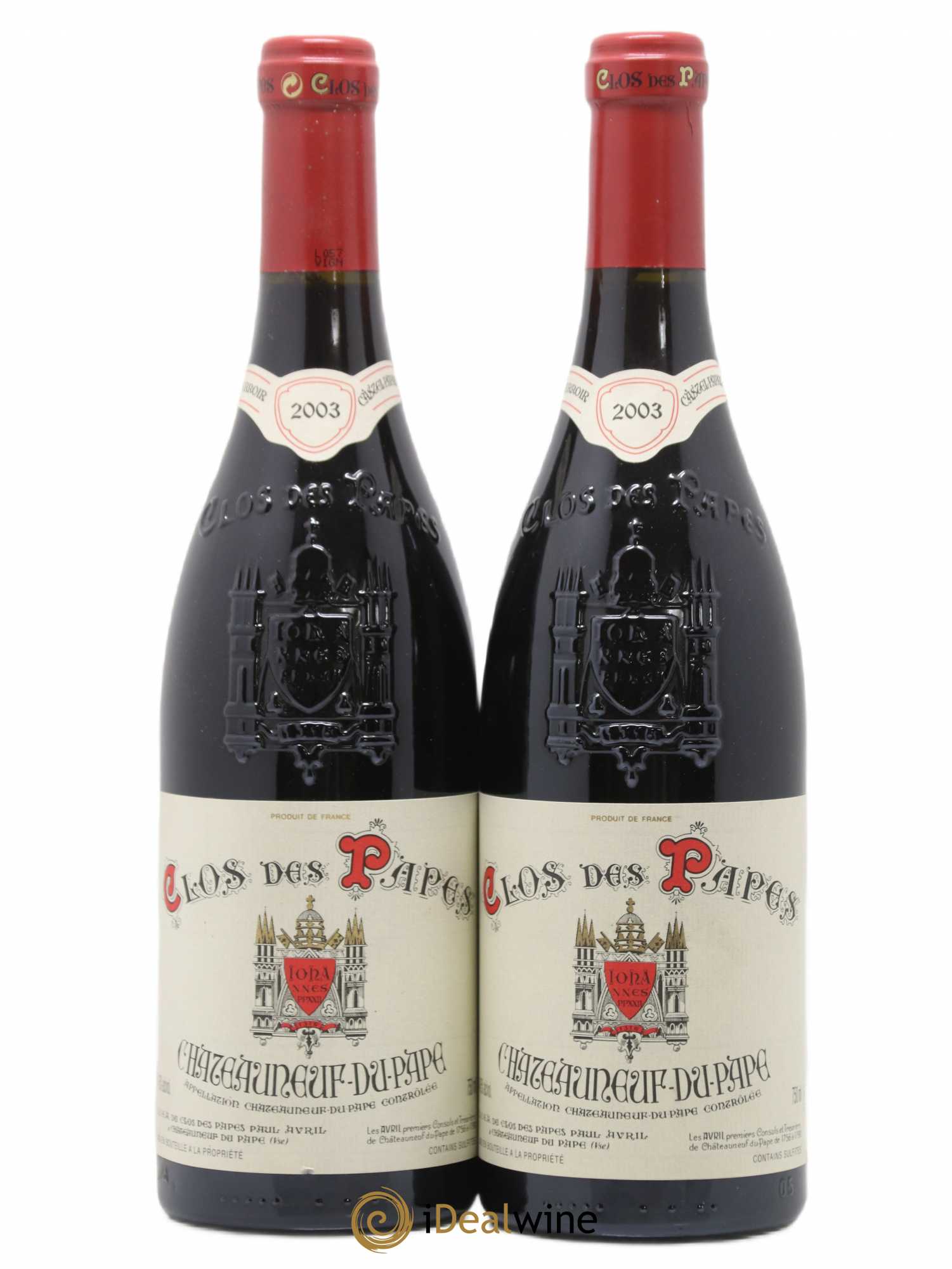 Châteauneuf-du-Pape Clos des Papes - Paul Avril 2003 - Lot de 2 bouteilles - 0