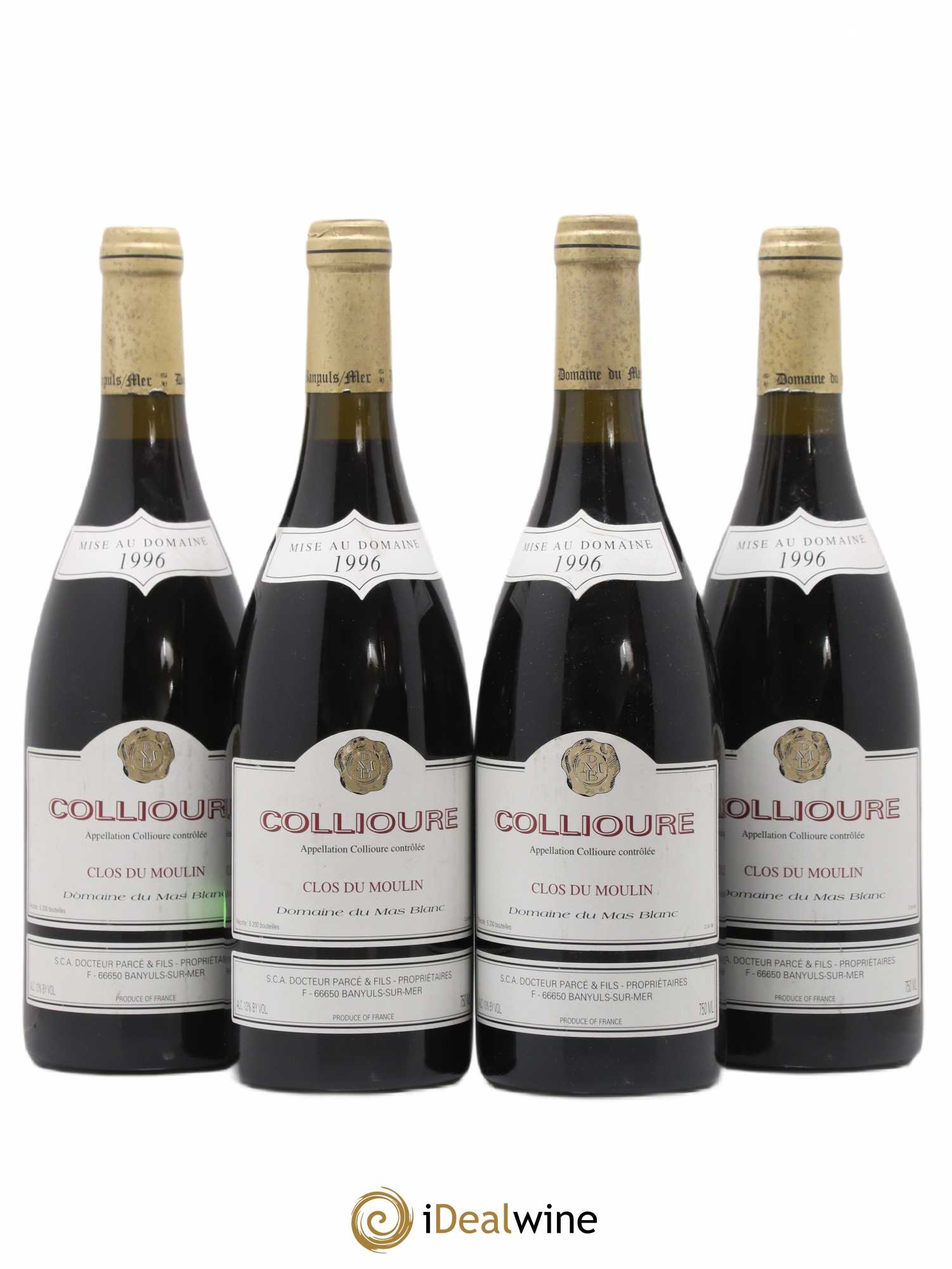 Collioure Clos du Moulin Mas Blanc 1996 - Lot de 4 bouteilles - 0
