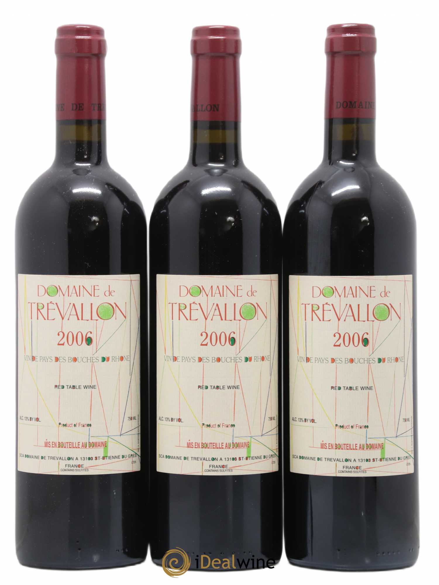 VDP Bouches du Rhône Trévallon (Domaine de) Eloi Dürrbach 2006 - Lot de 3 bouteilles - 0