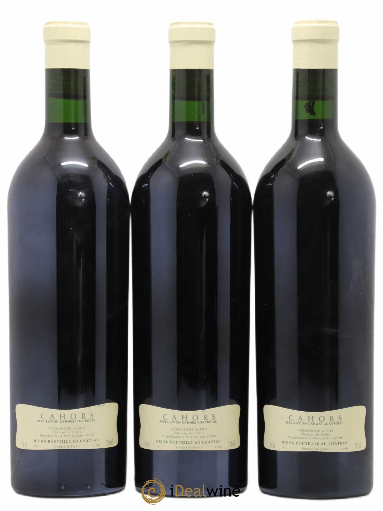 Cahors Château du Cèdre Cuvée Le Cèdre Pascal et Jean-Marc Verhaeghe Le Cèdre 1998 - Lot de 3 bouteilles - 1