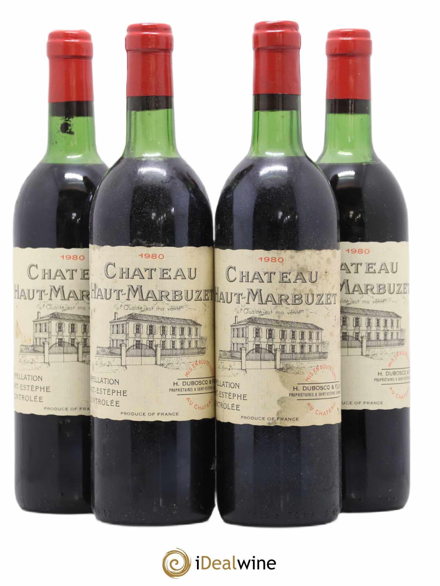 Château Haut Marbuzet 1980 - Lot de 4 bouteilles - 0