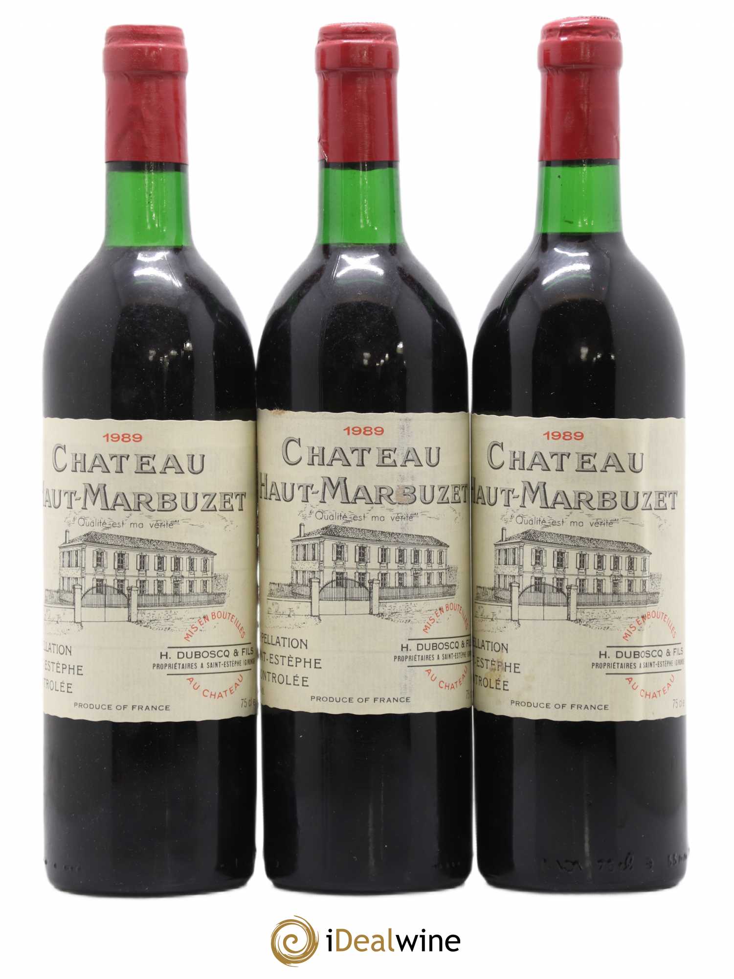 Château Haut Marbuzet 1989 - Lot de 3 bouteilles - 0