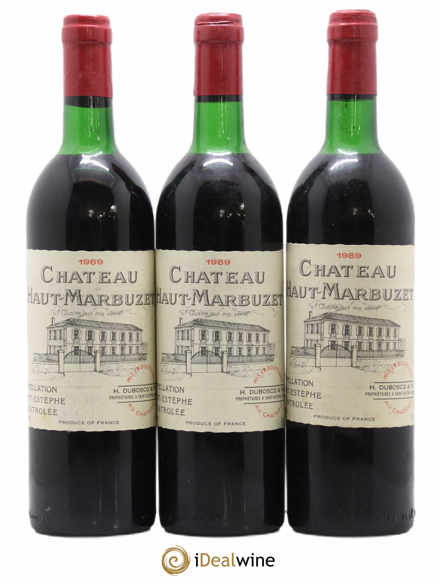 Château Haut Marbuzet 1989 - Lot de 3 bouteilles - 0