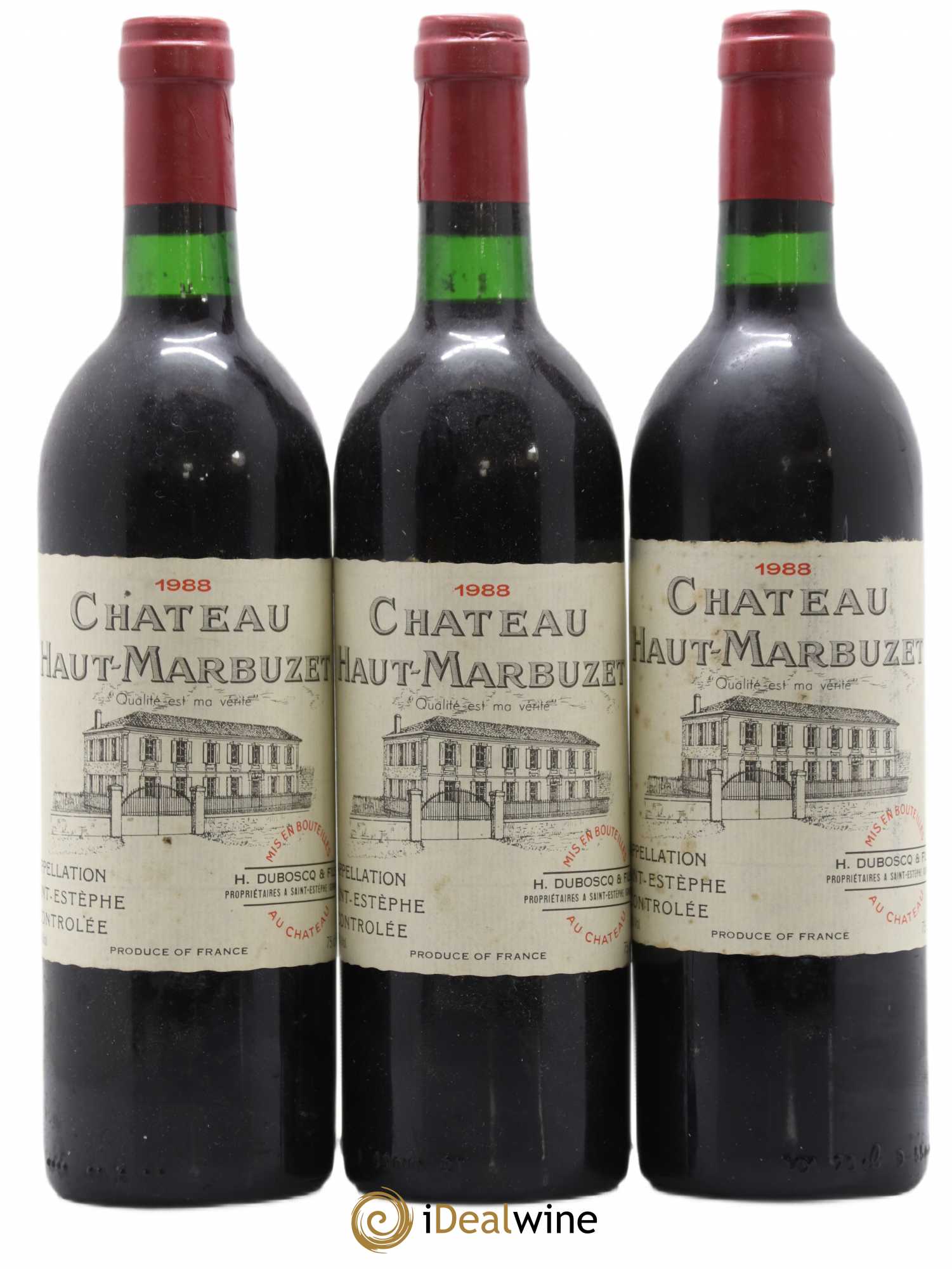 Château Haut Marbuzet 1988 - Lot de 3 bouteilles - 0
