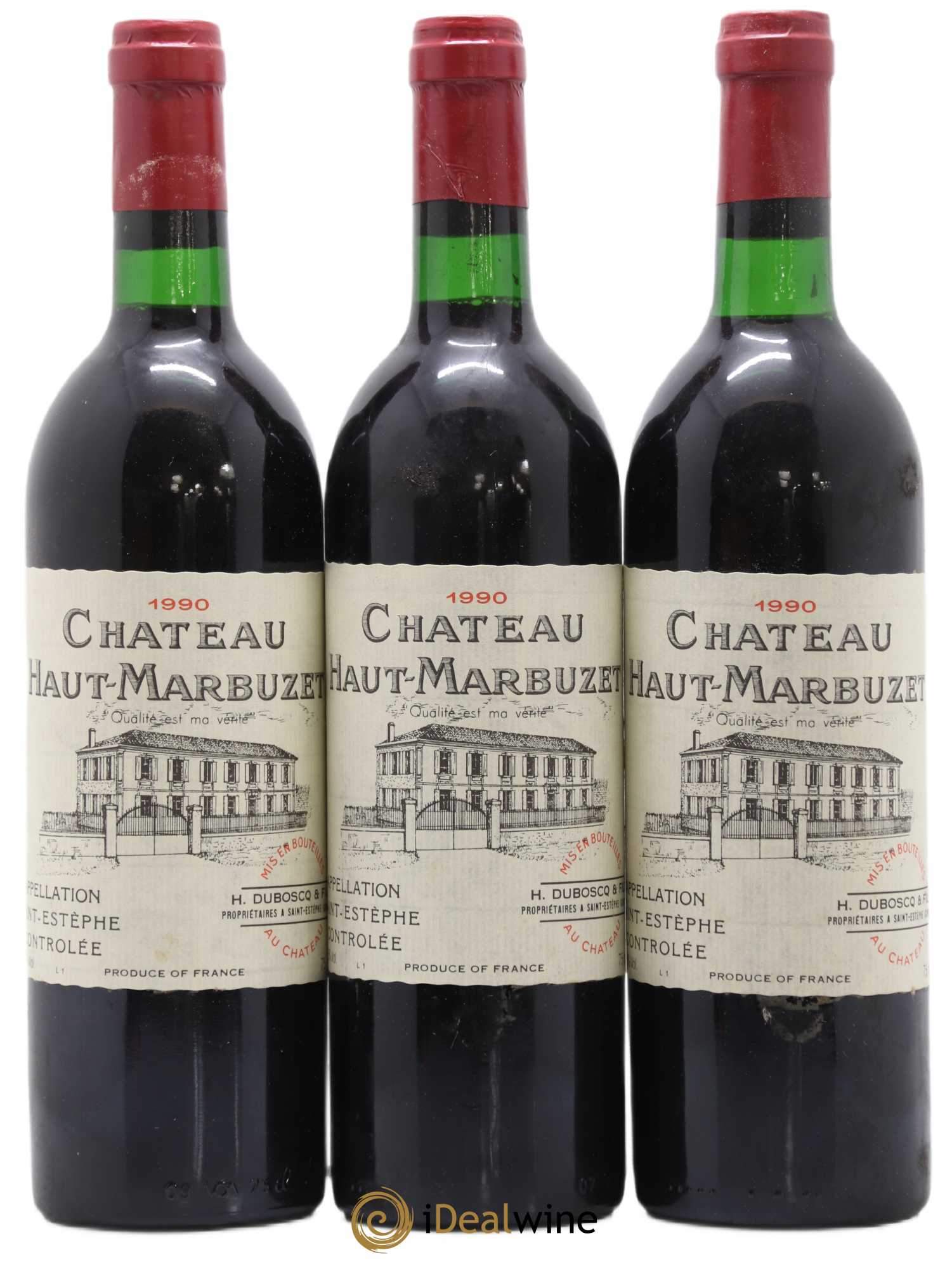 Château Haut Marbuzet 1990 - Lot de 3 bouteilles - 0
