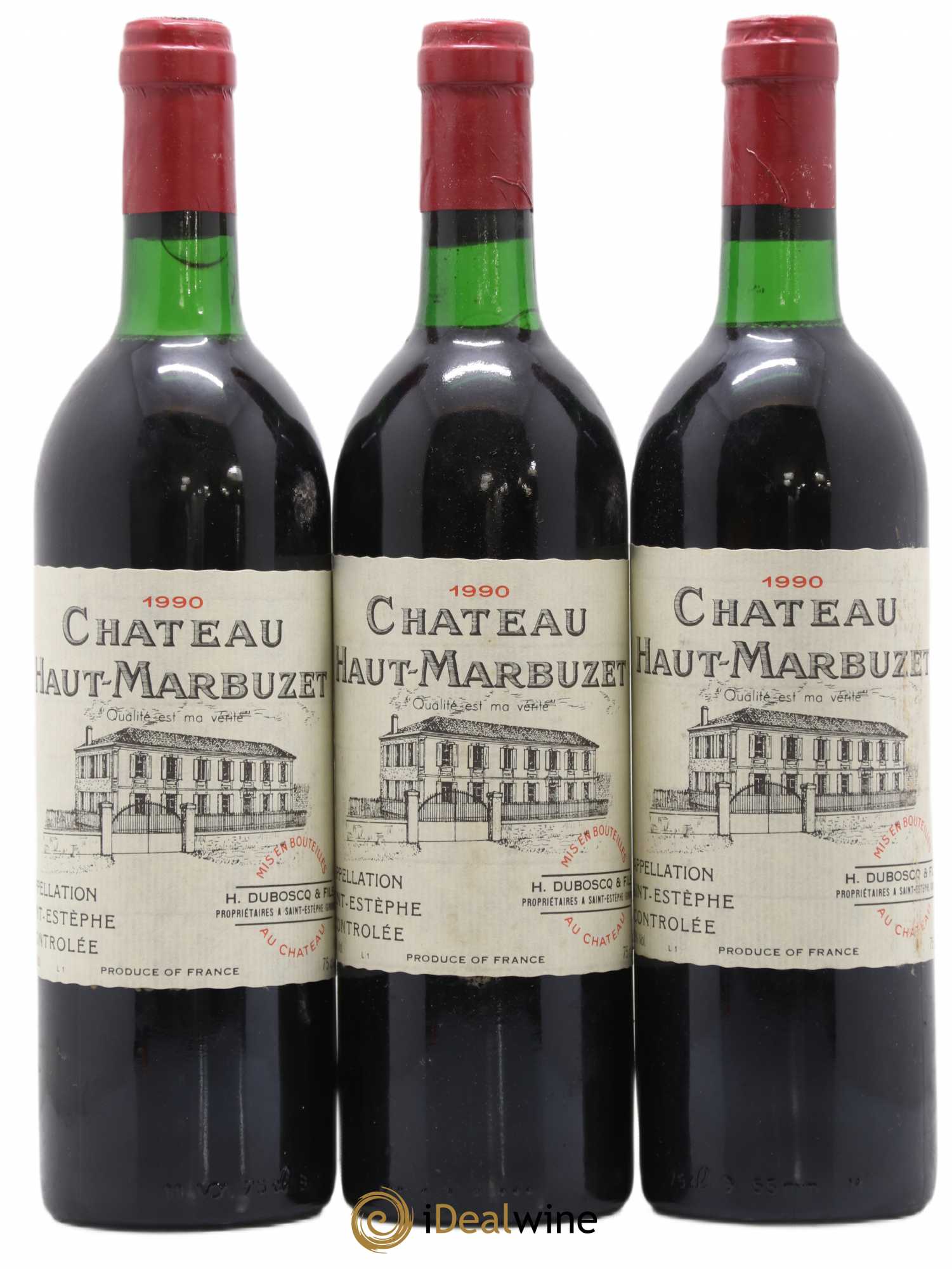 Château Haut Marbuzet 1990 - Lot de 3 bouteilles - 0