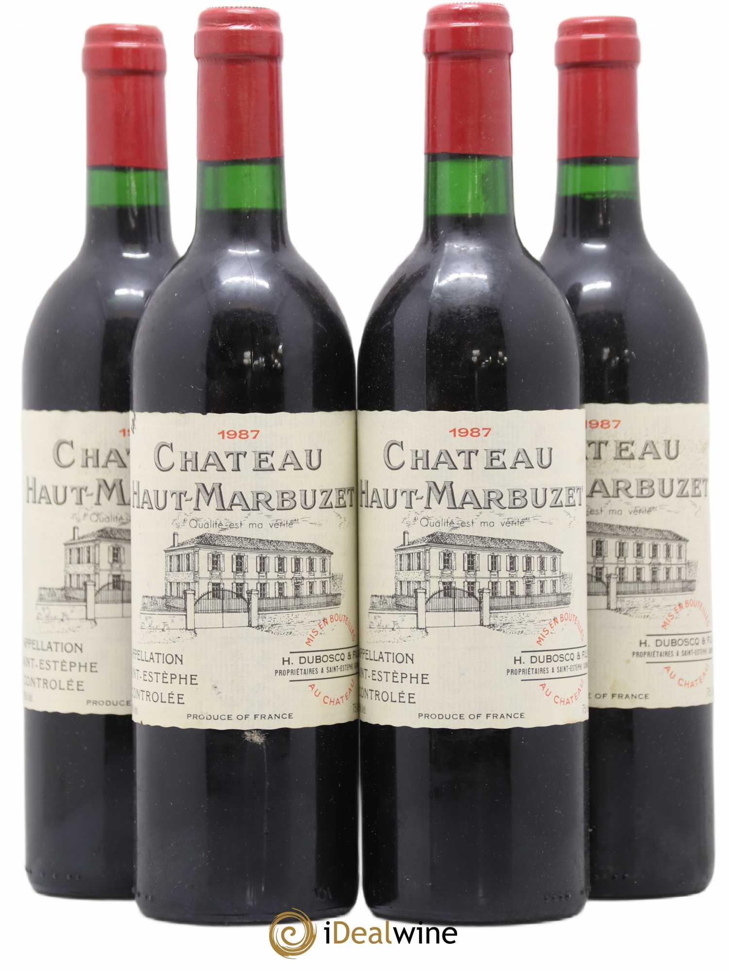 Château Haut Marbuzet 1987 - Lot de 4 bouteilles - 0