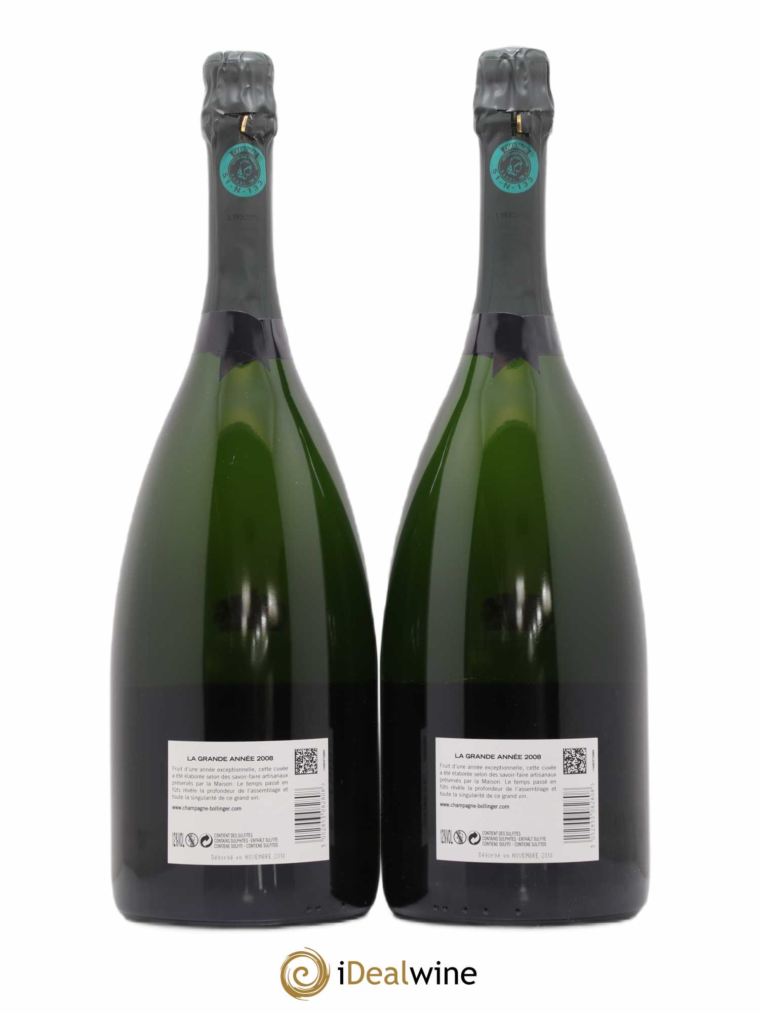 La Grande Année Brut Bollinger 2008 - Lot de 2 magnums - 1