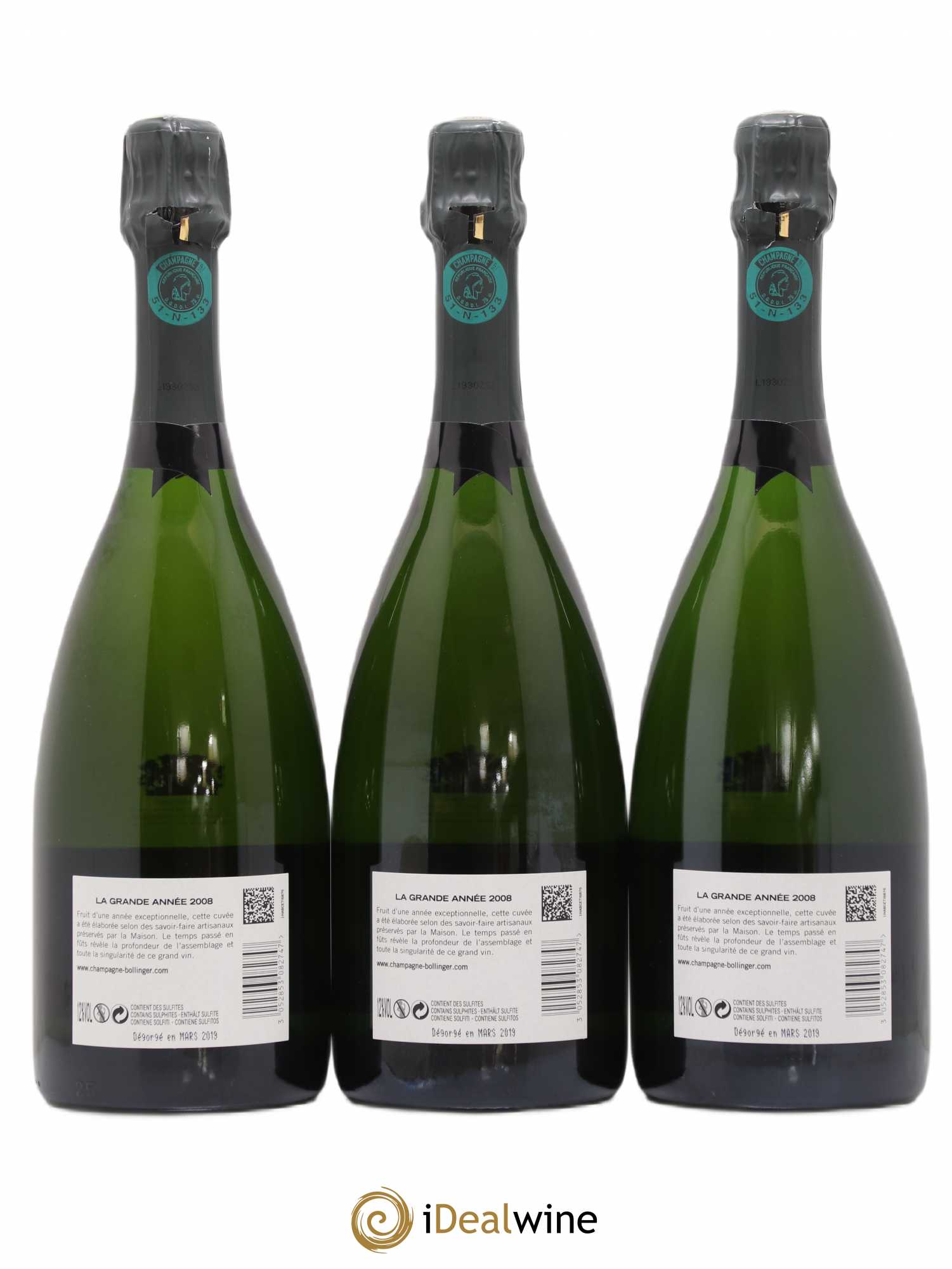 La Grande Année Brut Bollinger 2008 - Lot de 3 bouteilles - 1