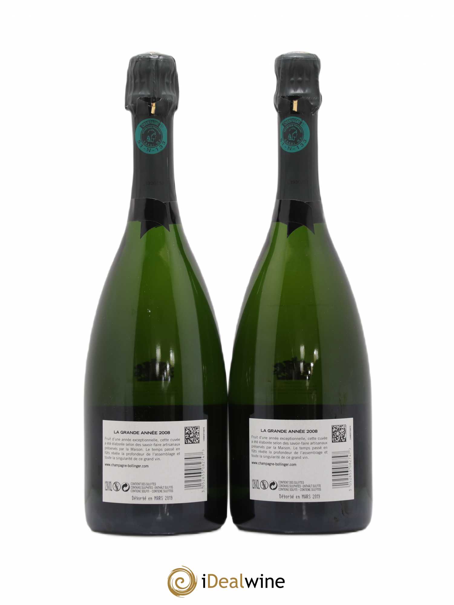 La Grande Année Brut Bollinger 2008 - Lot de 2 bouteilles - 1