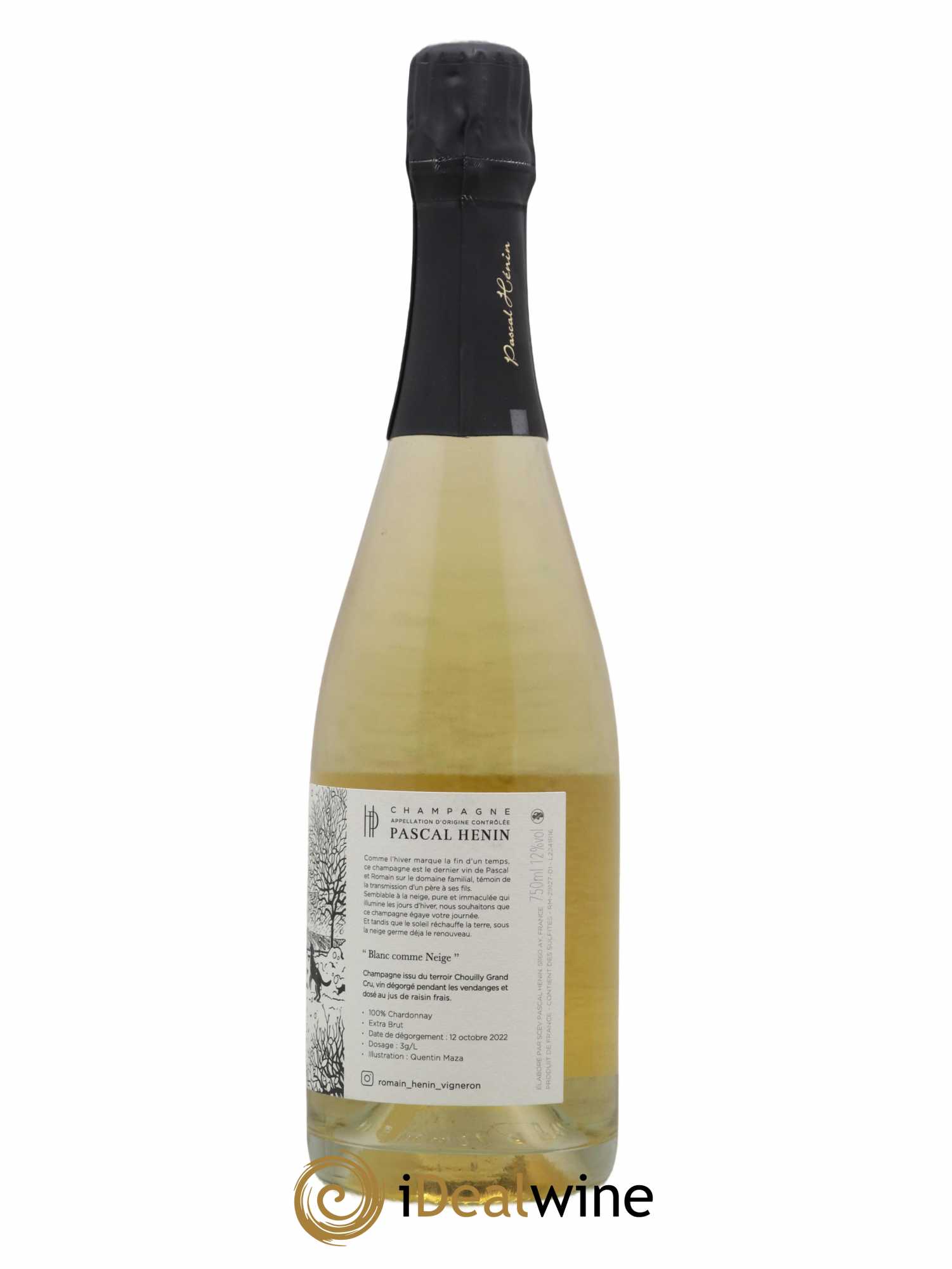 Champagne Blanc Comme Neige Romain Henin Quentin Maza Illustration 2016 - Lot de 1 bouteille - 1