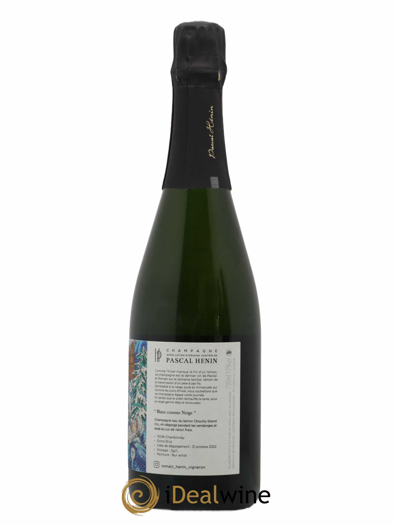 Champagne Blanc Comme Neige Romain Henin Bur Artist Illustration - Lot de 1 bouteille - 1