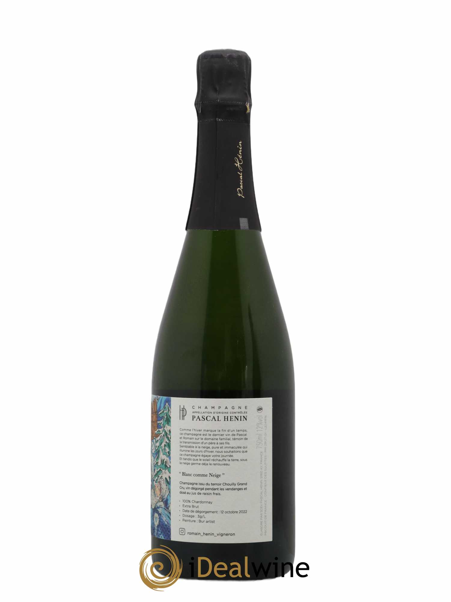 Champagne Blanc Comme Neige Romain Henin Bur Artist Illustration 2017 - Lot de 1 bouteille - 1