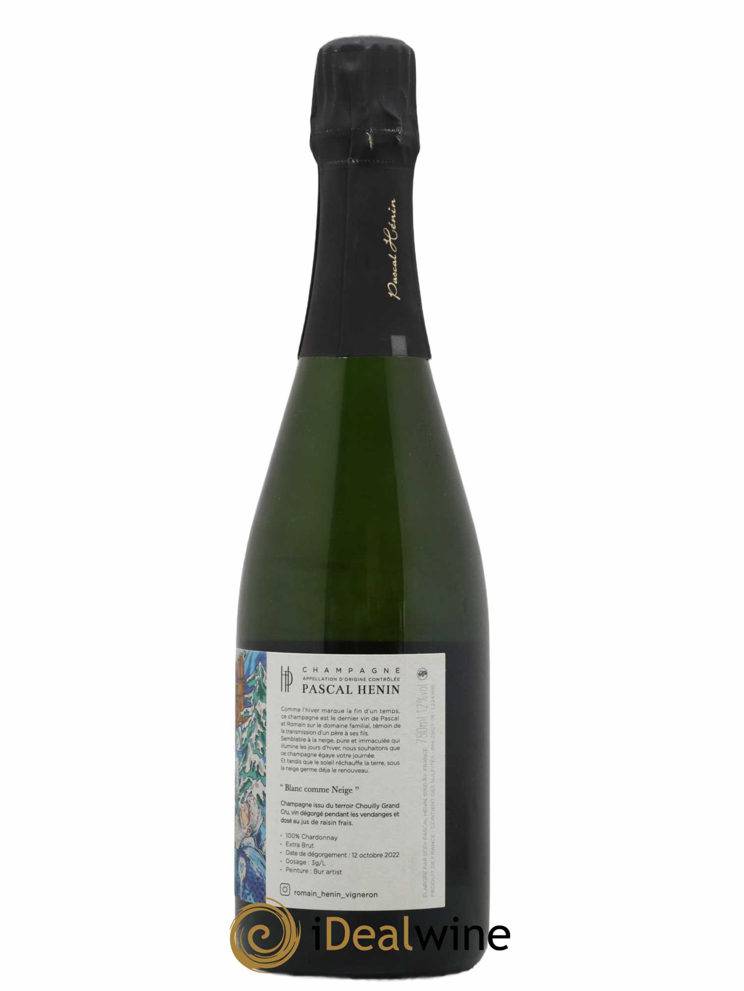 Champagne Blanc Comme Neige Romain Henin Bur Artist Illustration - Lot de 1 bouteille - 1