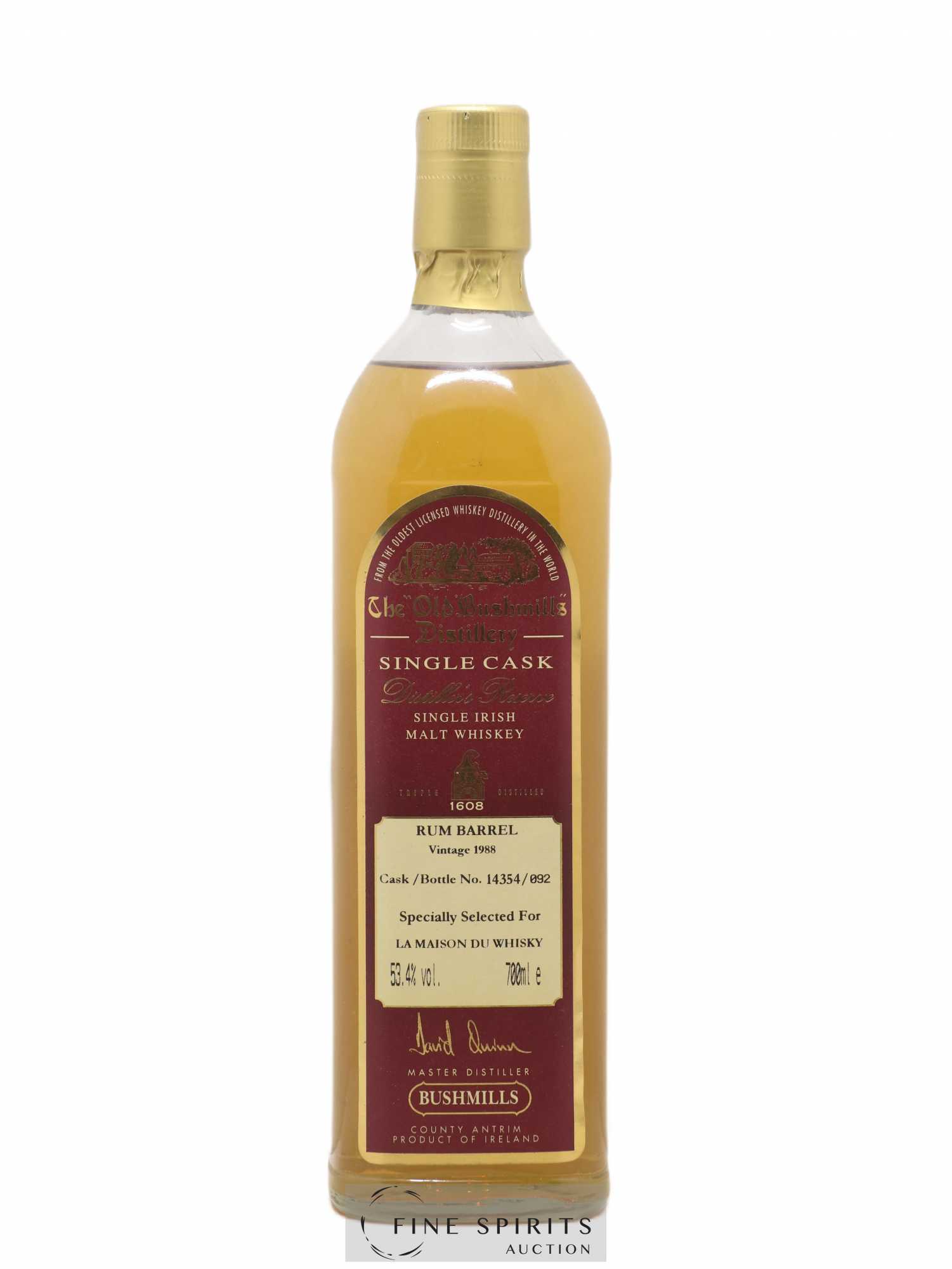 Old Bushmills 1988 Of. Rum Barrel Cask n°14354 LMDW Distiller's Reserve - Lot de 1 bouteille - 1