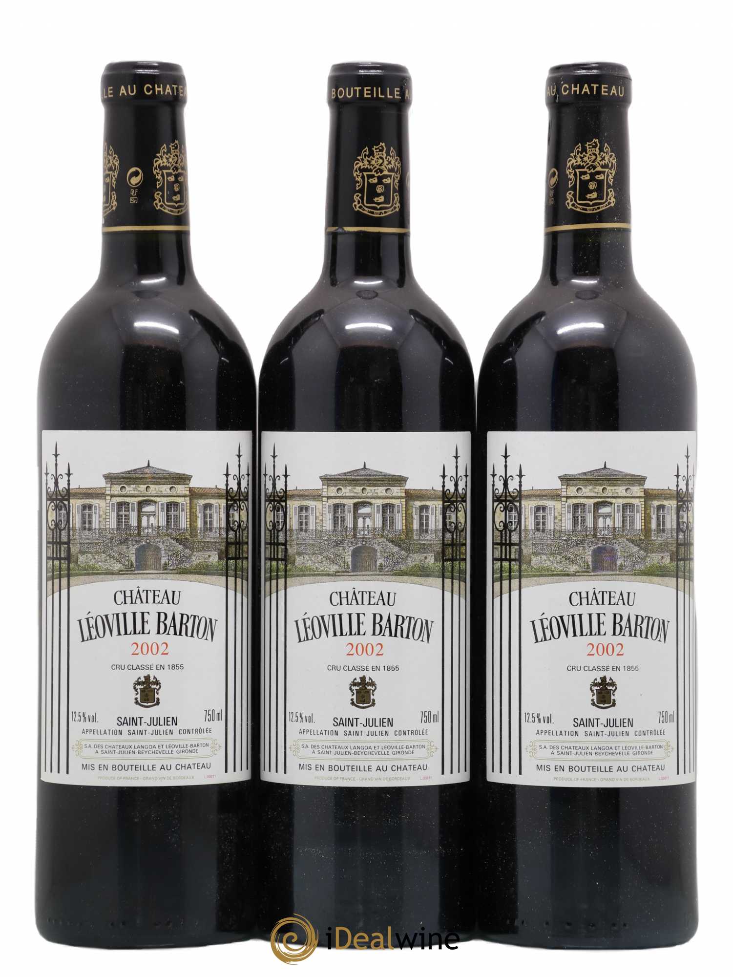 Château Léoville Barton 2ème Grand Cru Classé 2002 - Lot de 3 bouteilles - 0