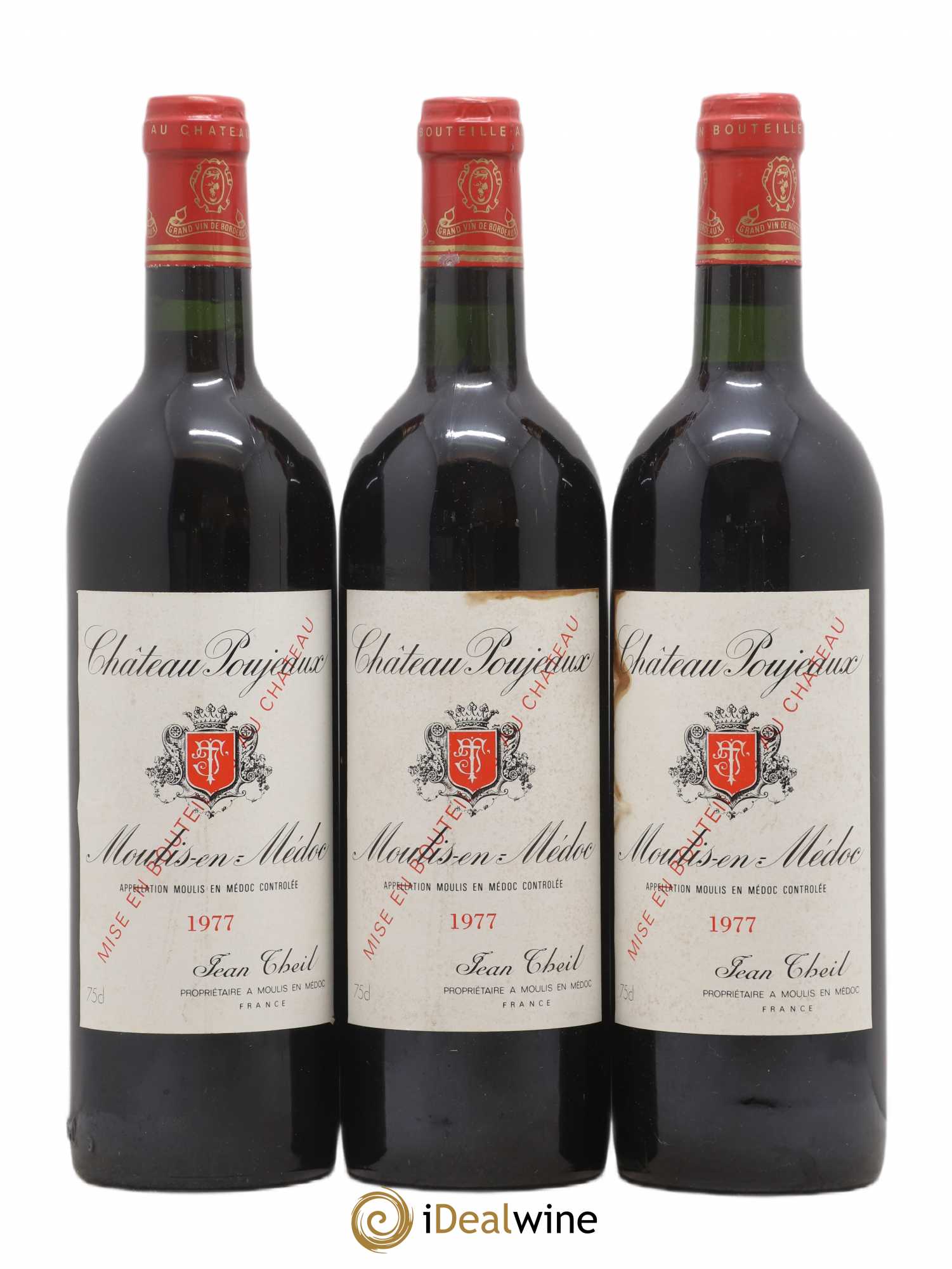 Château Poujeaux 1977 - Lot de 3 bouteilles - 0
