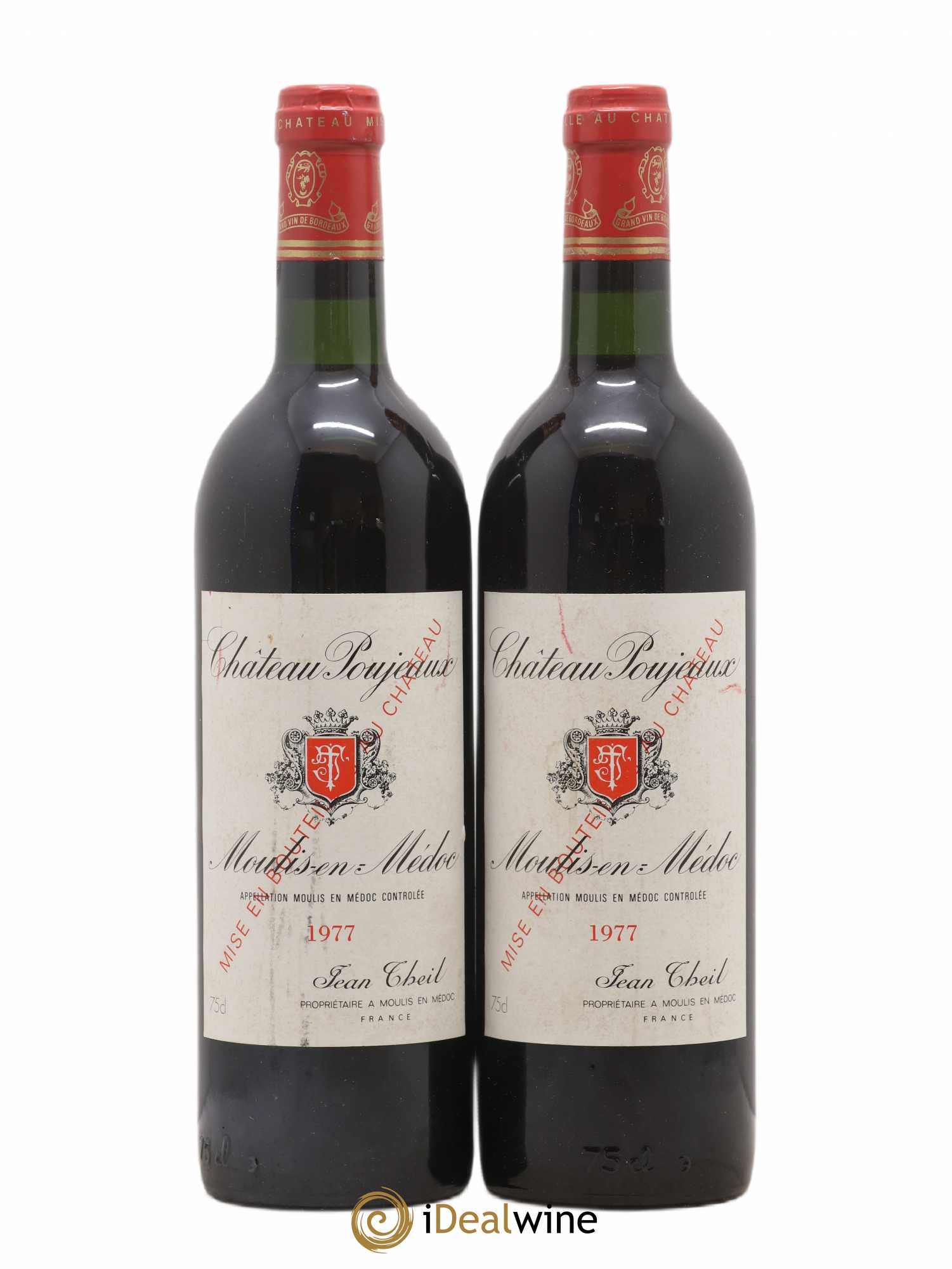 Château Poujeaux 1977 - Lot de 2 bouteilles - 0