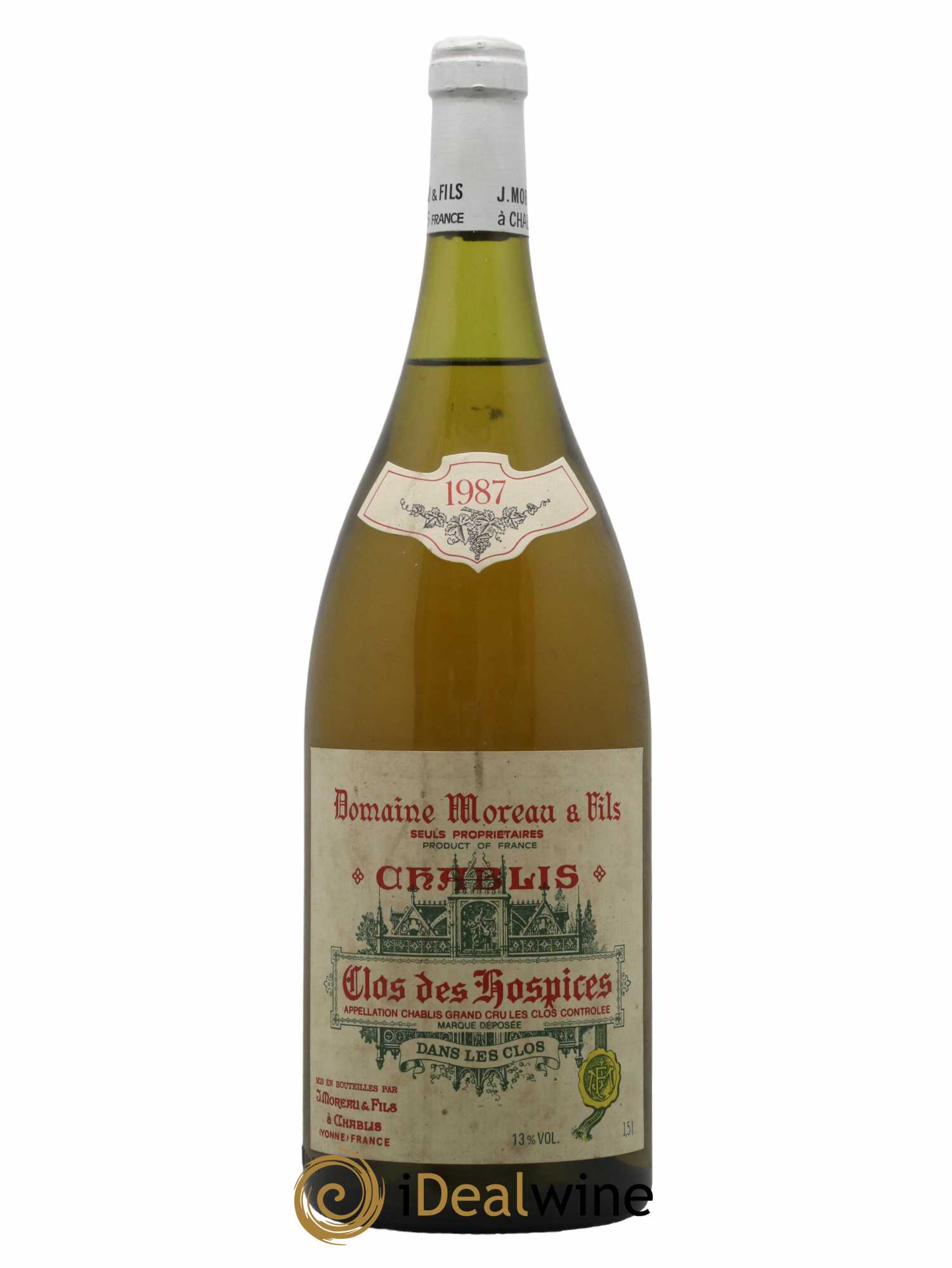 Chablis Grand Cru Clos Des Hospices J.Moreau 1987 - Lot de 1 magnum - 0