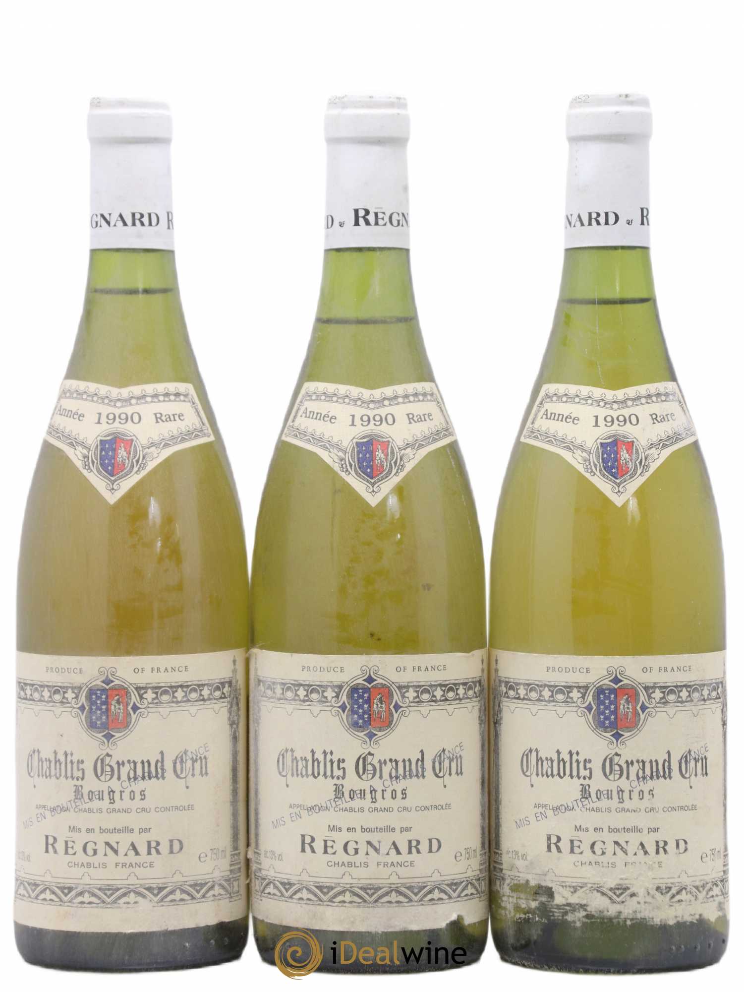 Chablis Grand Cru Bougros Regnard 1990 - Posten von 3 Flaschen - 0