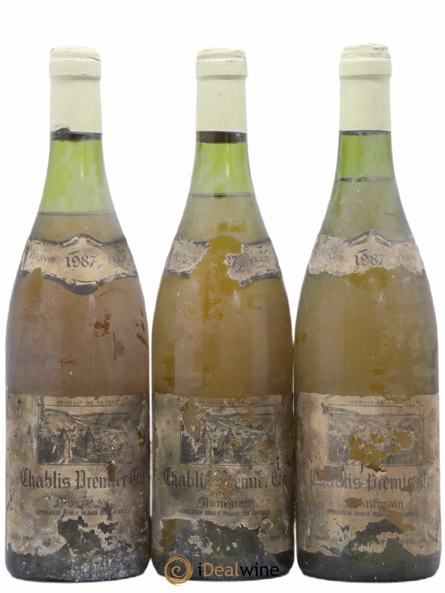 Chablis 1er Cru Montmain Pinson Frères (Domaine) 1987 - Lot de 3 bouteilles - 0