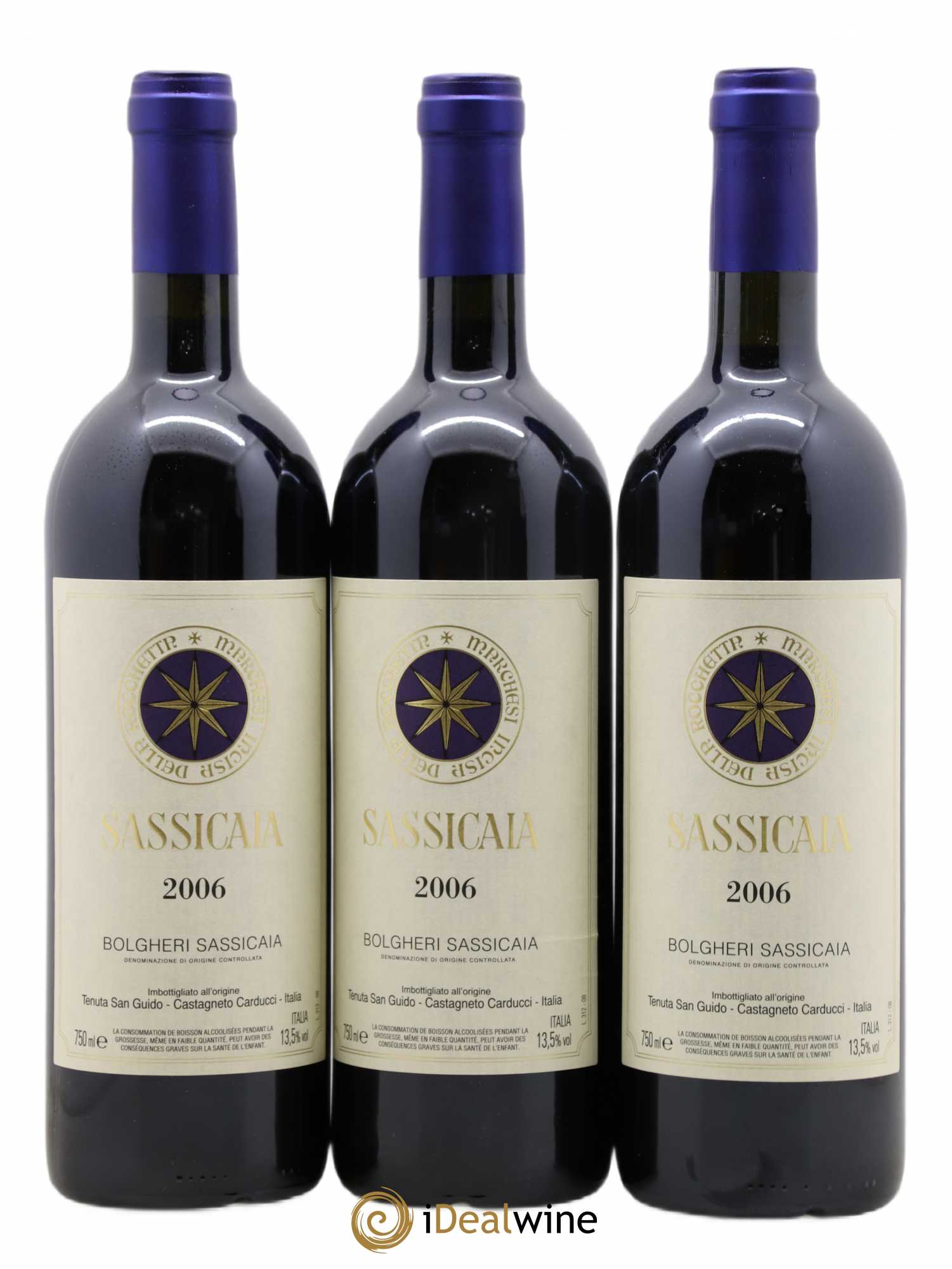 Bolgheri DOC Sassicaia Tenuta San Guido 2006 - Lot de 3 bouteilles - 0