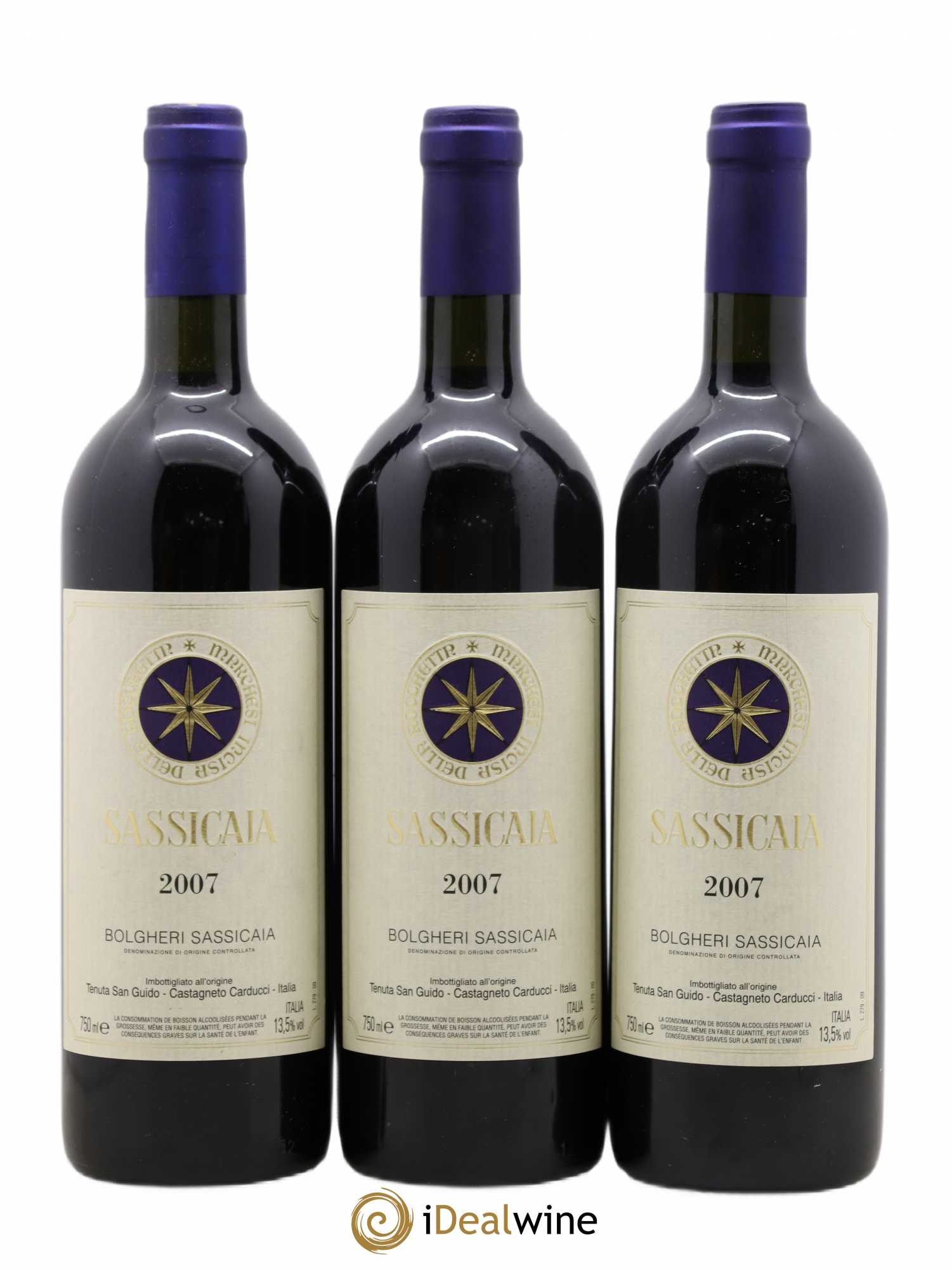 Bolgheri DOC Sassicaia Tenuta San Guido 2007 - Lot de 3 bouteilles - 0