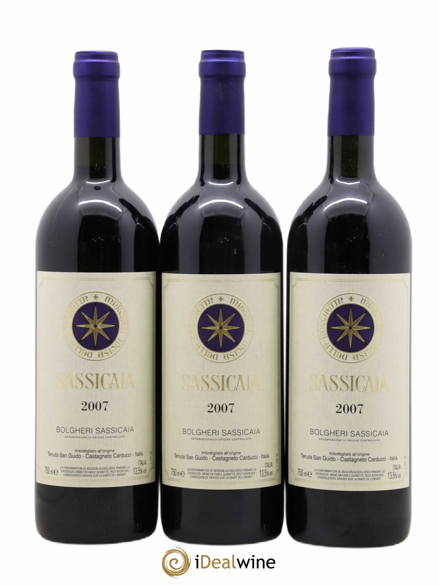 Bolgheri DOC Sassicaia Tenuta San Guido 2007 - Lot de 3 bouteilles - 0