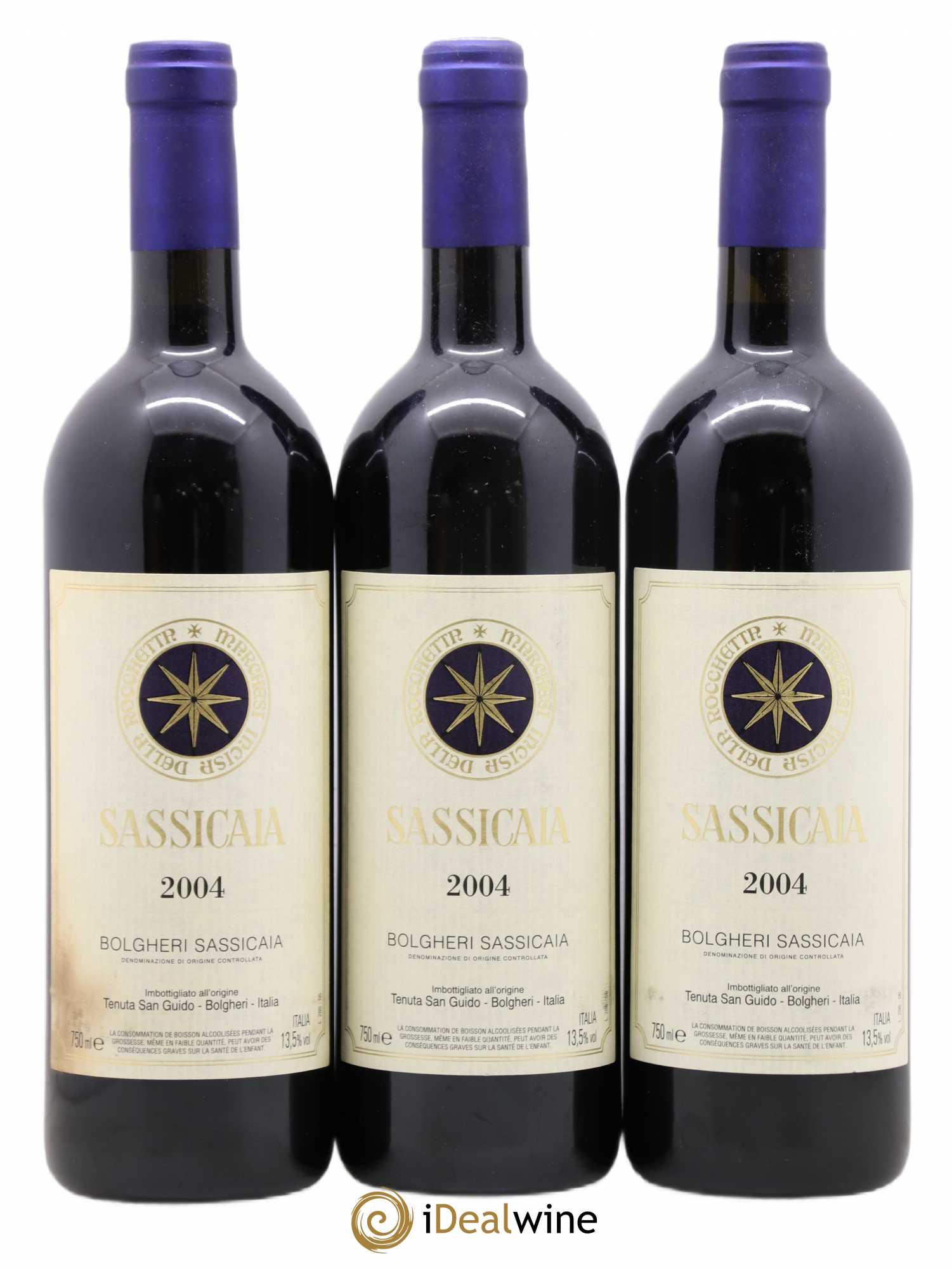 Bolgheri DOC Sassicaia Tenuta San Guido 2004 - Lot de 3 bouteilles - 0